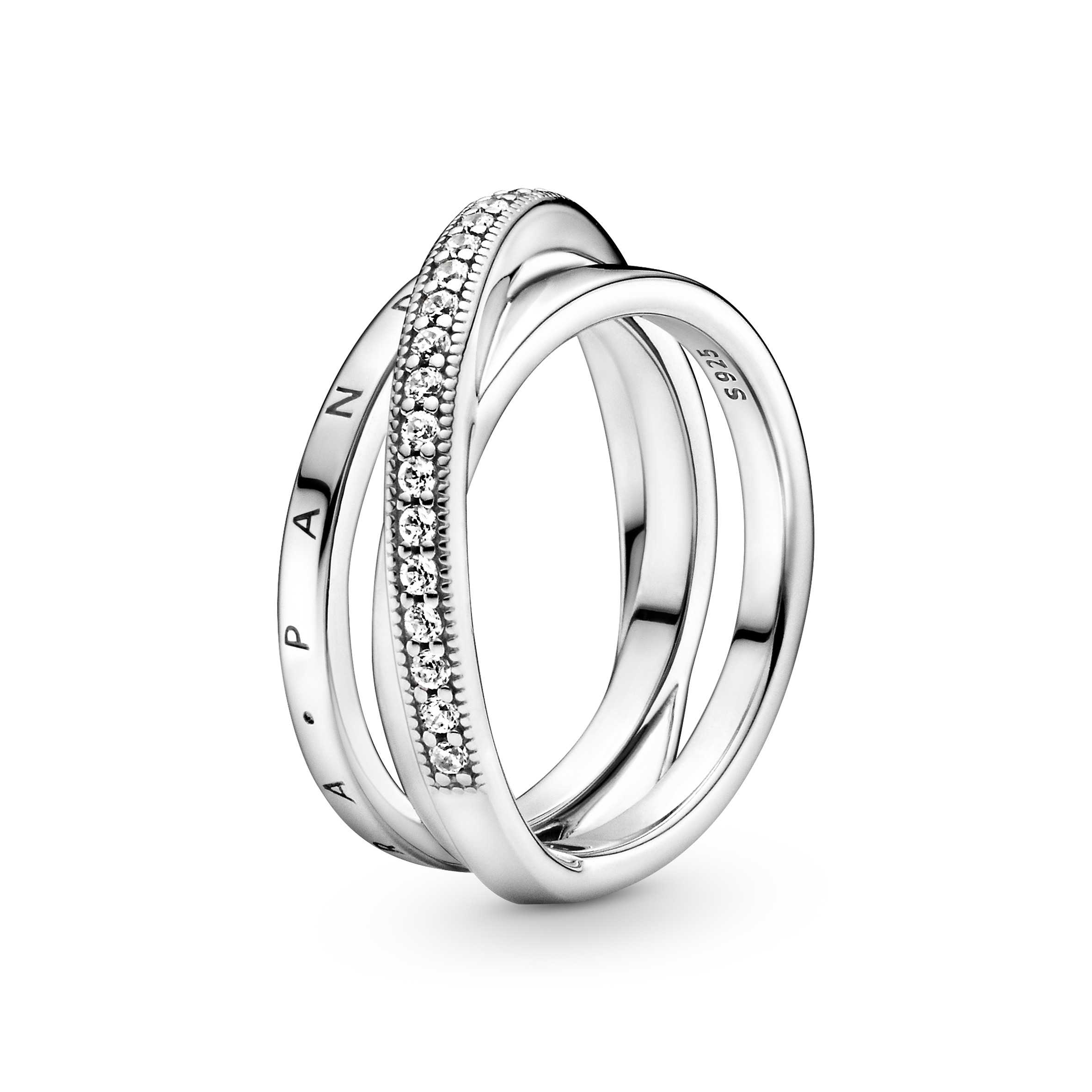 Crossover Pavé Triple Band Ring