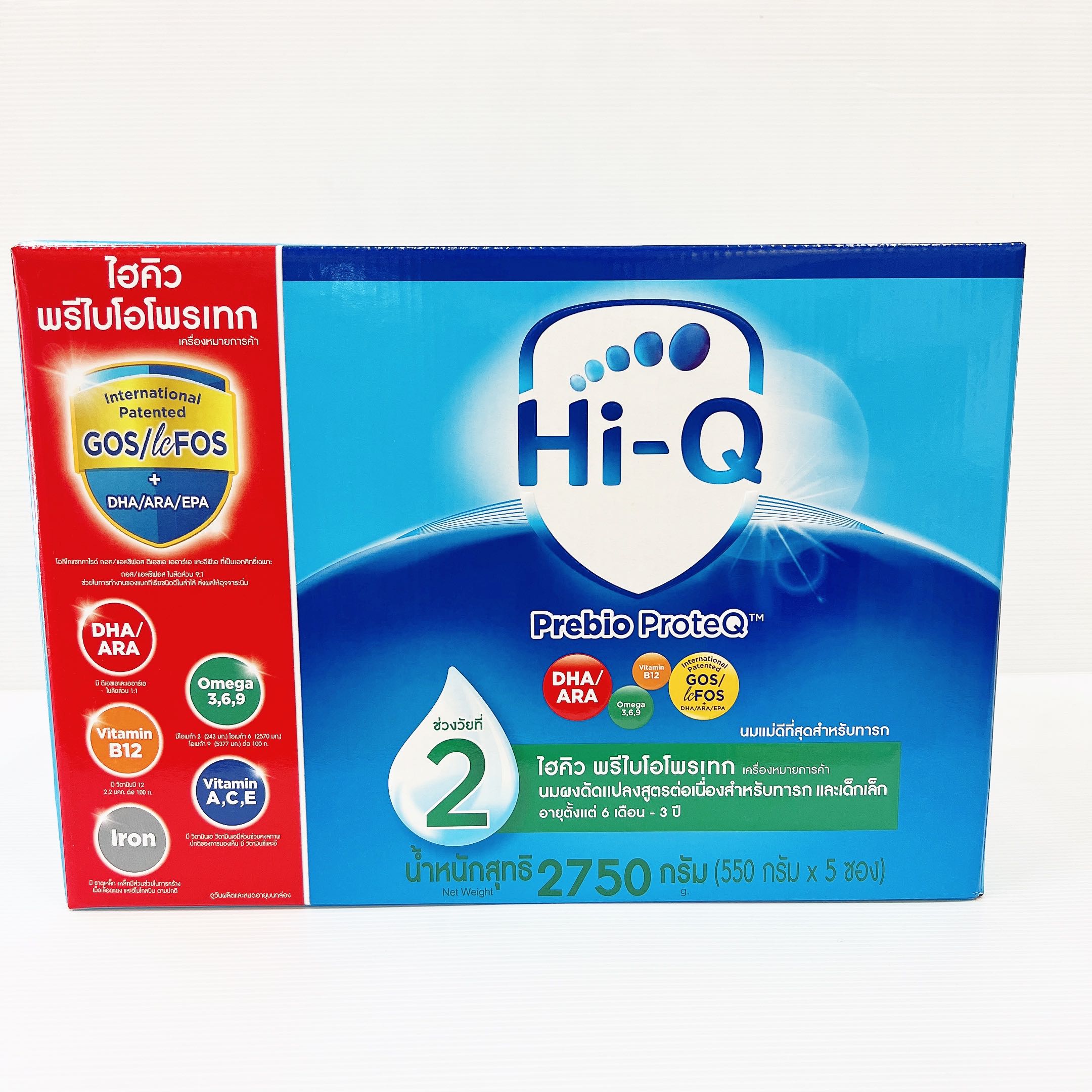 Hi-Q 2 Prebio ProteQ นมผง ไฮคิว พรีไบโอโพรเทค สูตร 2 ขนาด 2750 กรัม 1 กล่อง