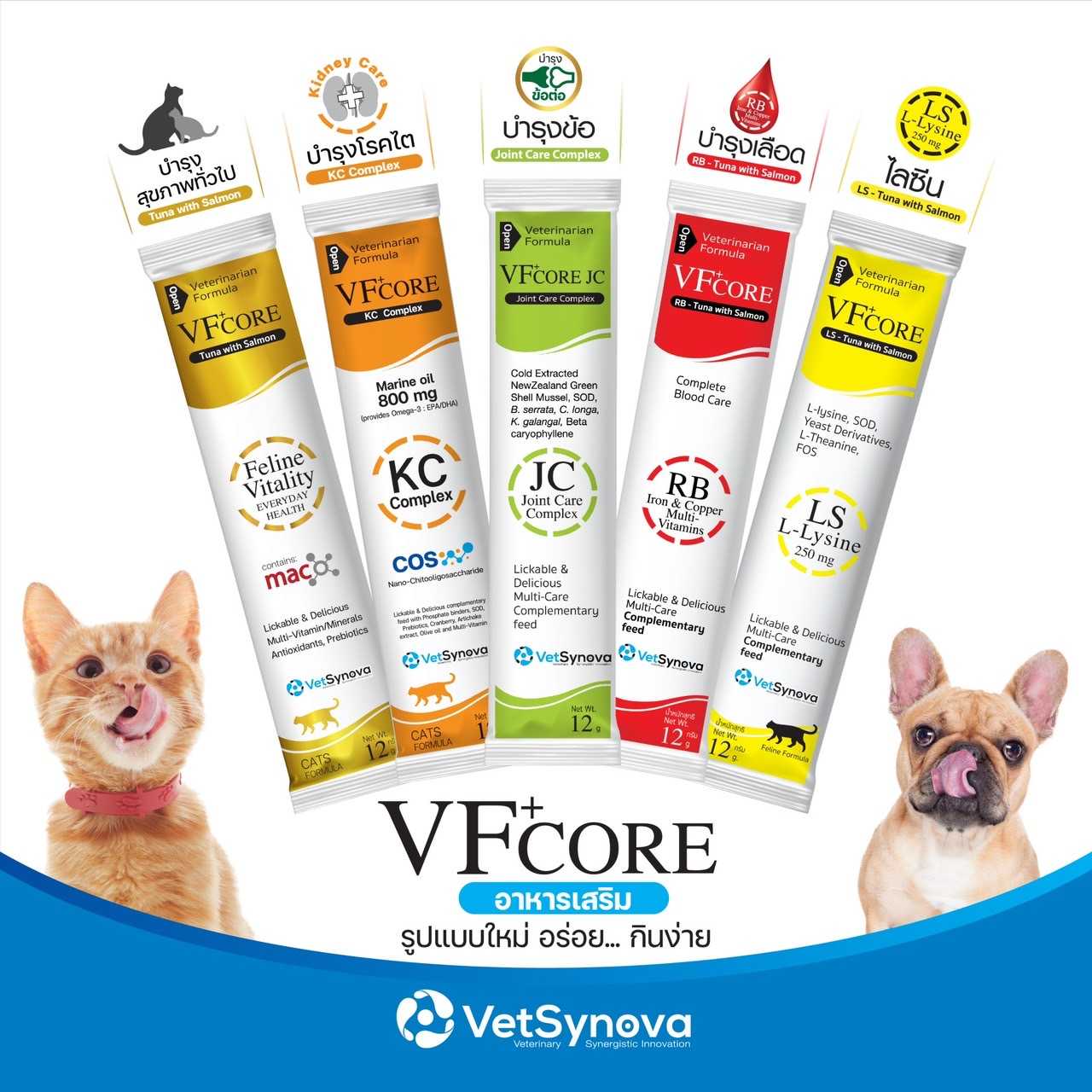 VFcore L-lysine ไลซีน ขนมแมวเลีย สุนัขและแมว ( 1 ชิ้น / 1 กล่อง ( 30 ชิ้น)