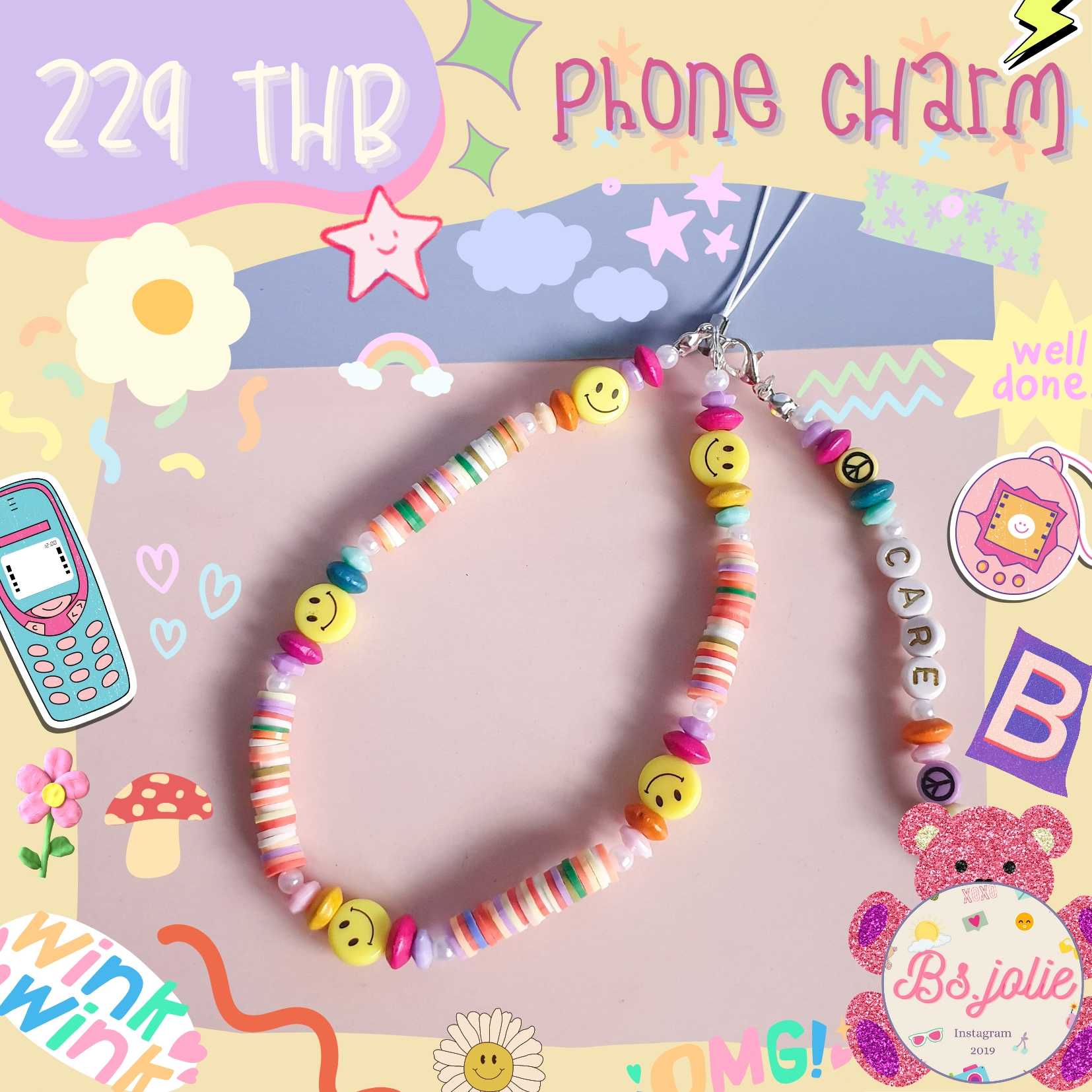 Phone charm โพลีเมอร์ยิ้ม