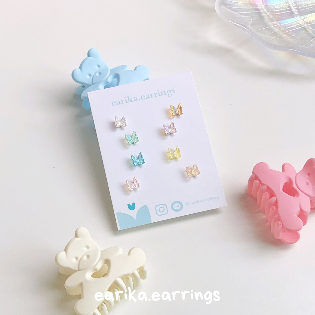 earika.earrings - pastel nabi set เซ็ตต่างหูผีเสื้อก้านเงินแท้ คนแพ้ง่ายใส่ได้