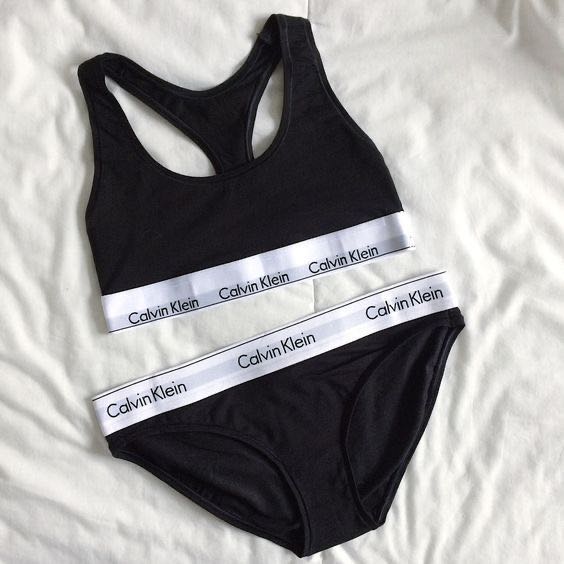 (พร้อมส่ง)CK UNLINED BRA / BOTTOM BLACK