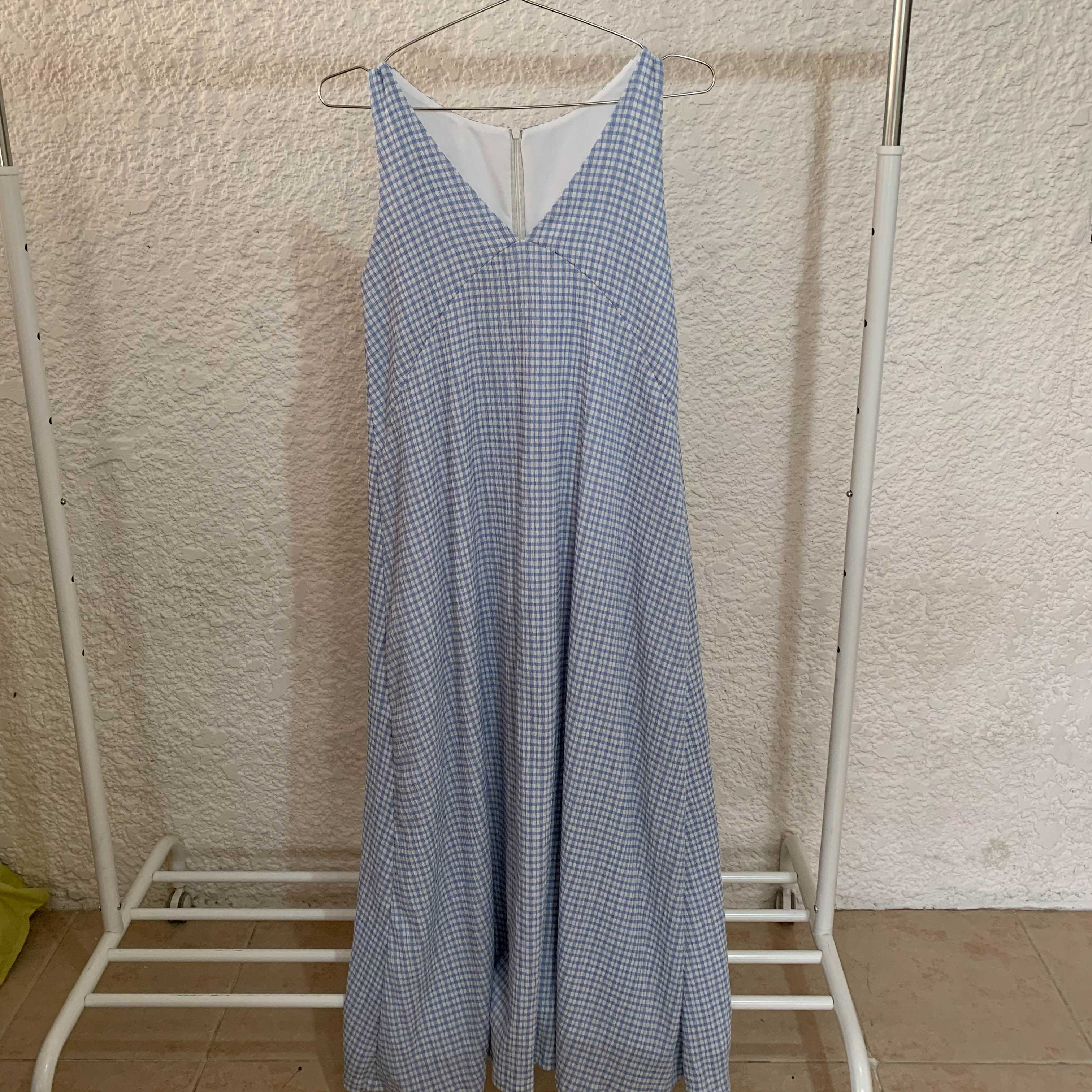 B4 - dress แขนกุดผ้าลายสกอตสีฟ้า / Brand : Summerdaze / Size : S