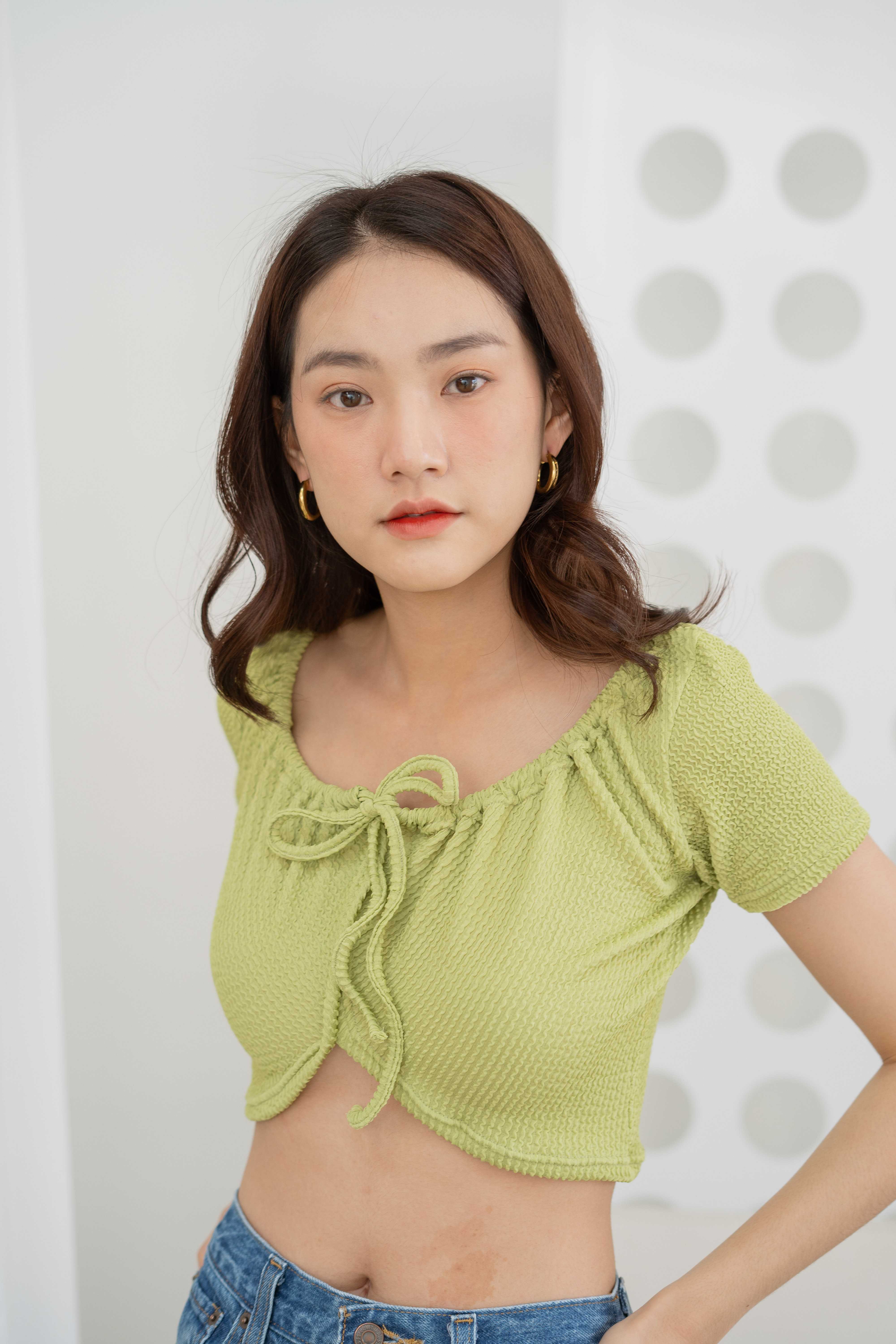 F9 - Rosalee Top สีเขียวมะนาว Size S