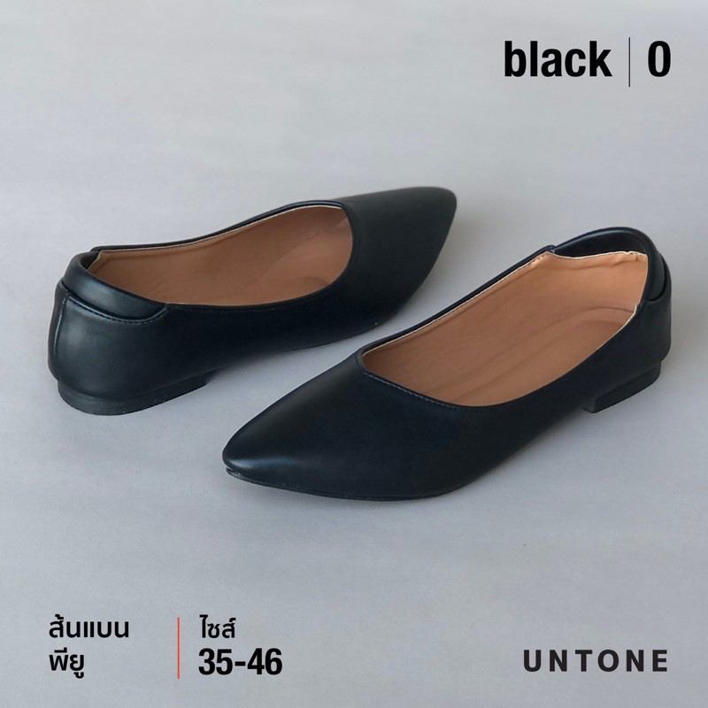 รองเท้าคัทชู หัวแหลม ส้นแบน ไซส์ใหญ่ 35-46 สีดำ พียู [ Black 0 PU ]