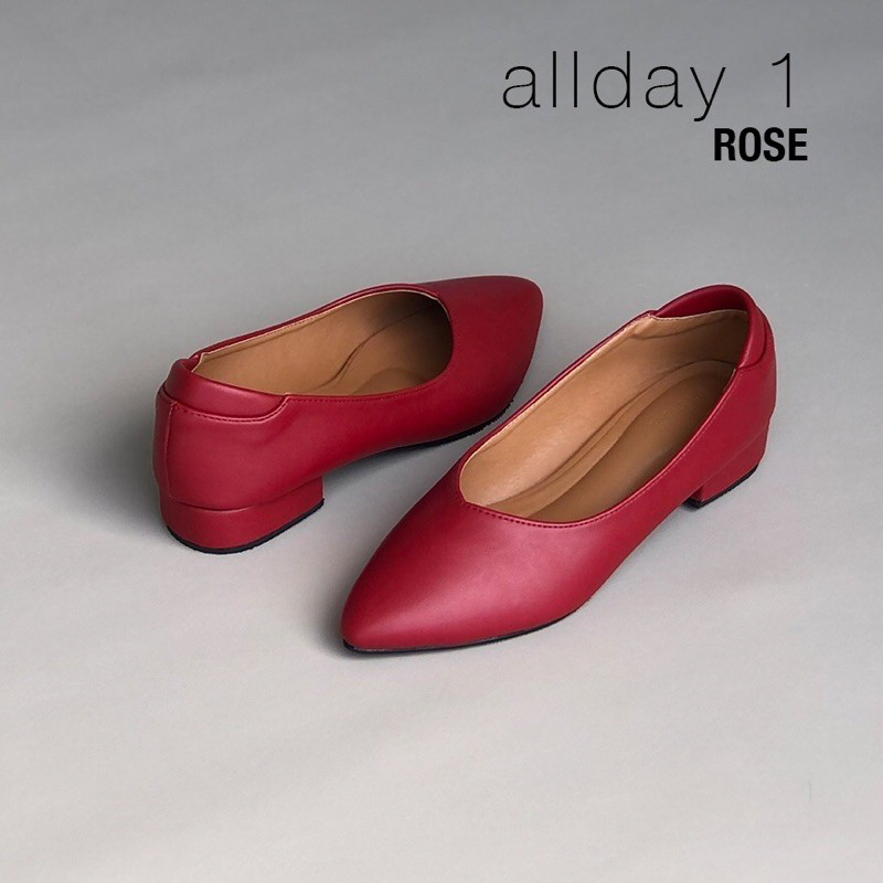 รองเท้าคัทชู ส้น 1 นิ้ว ไซส์ใหญ่ 35-46 สีกุหลาบ พียู [ Rose ]