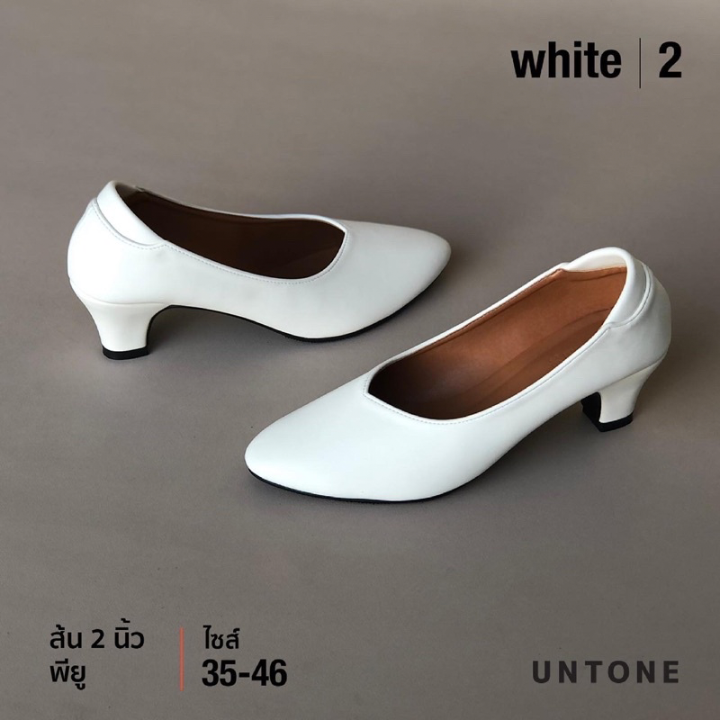 รองเท้าคัทชู ส้น 2 นิ้ว ไซส์ใหญ่ 35-46 สีขาว พียู [ White 2 ]