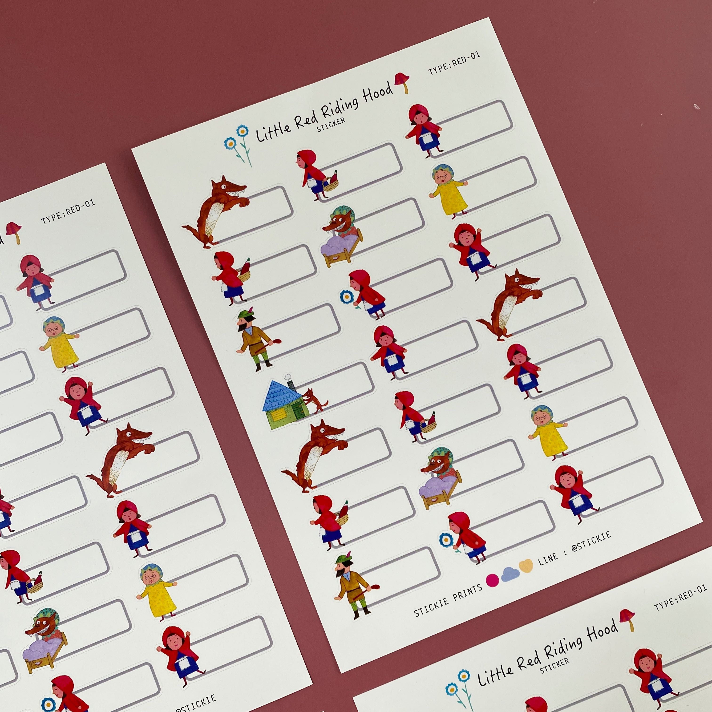 สติ๊กเกอร์ชื่อ กันน้ำ ลาย LITTLE RED ( Name Sticker 4 sheet / set )