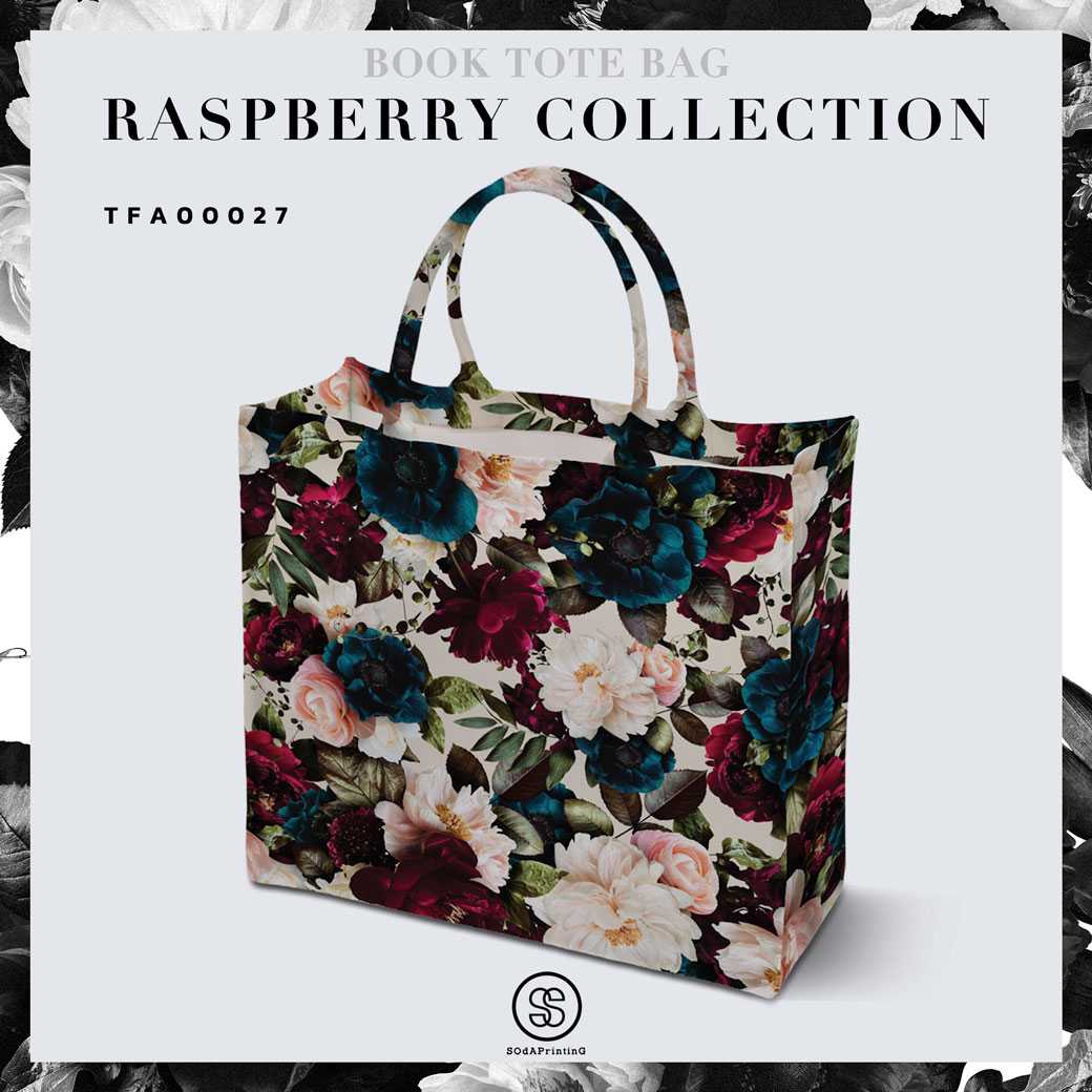 กระเป๋า Book Tote Bag RASPBERRY COLLECTION รหัส TFA00027 #SOdAbag #SOdAhome #SOdAPrintinG