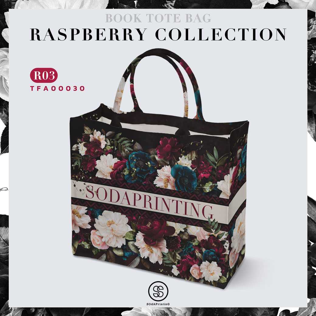 กระเป๋า Book Tote Bag RASPBERRY COLLECTION รหัส TFA00030 #ใส่ชื่อได้ #SOdAbag #SOdAPrintinG