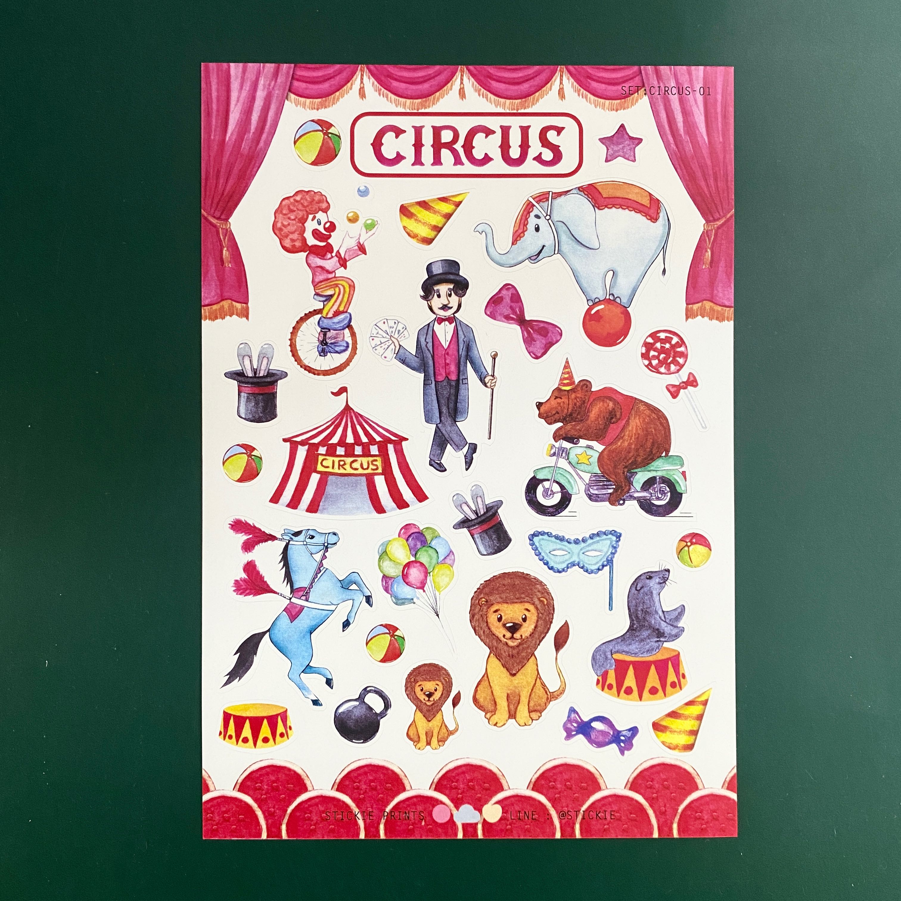 สติ๊กเกอร์ติดเล่น กันน้ำ ลาย CIRCUS ( Sticker dicut 1 sheet )
