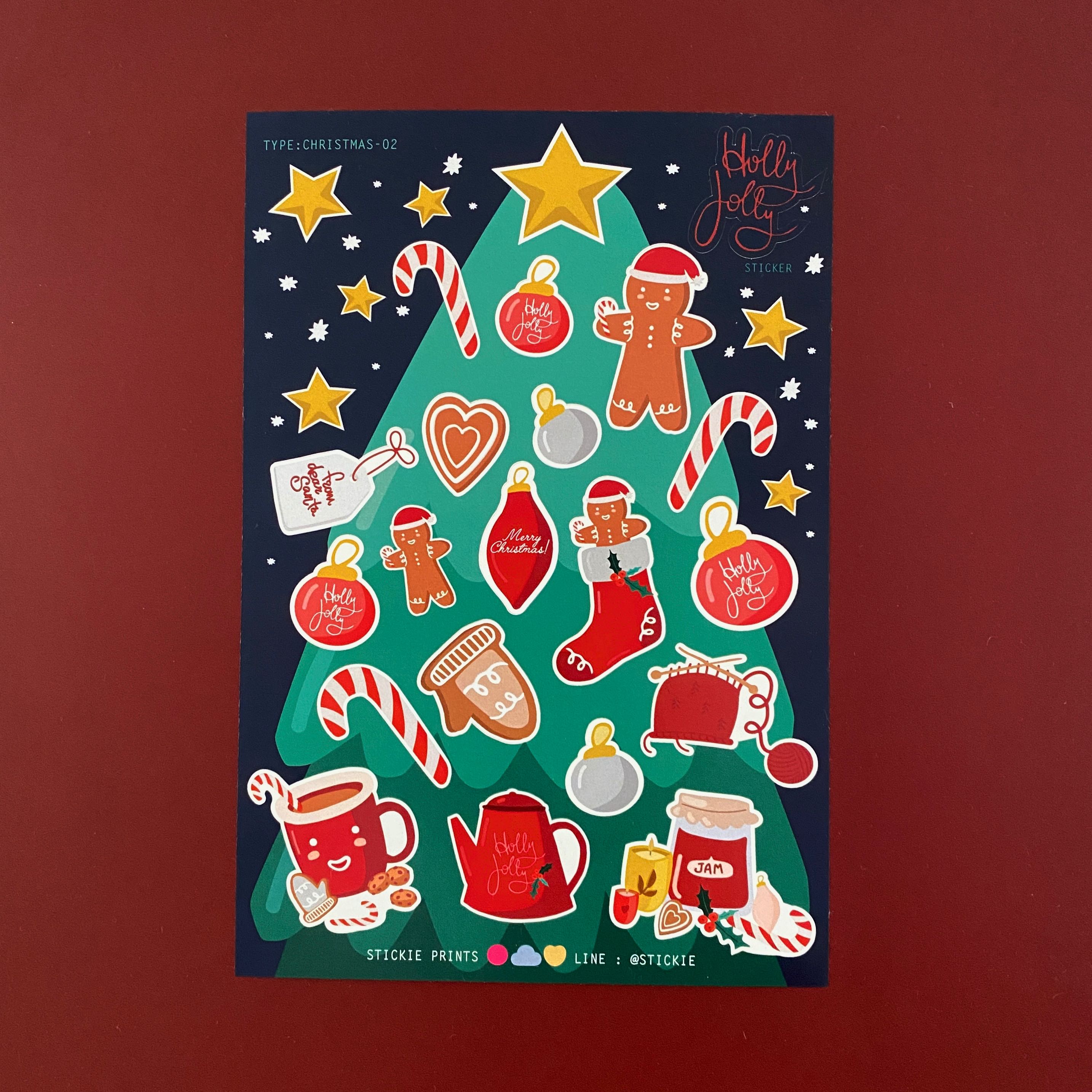 สติ๊กเกอร์ติดเล่น กันน้ำ ลาย CHRISMAS NAVY ( Sticker dicut 1 sheet )