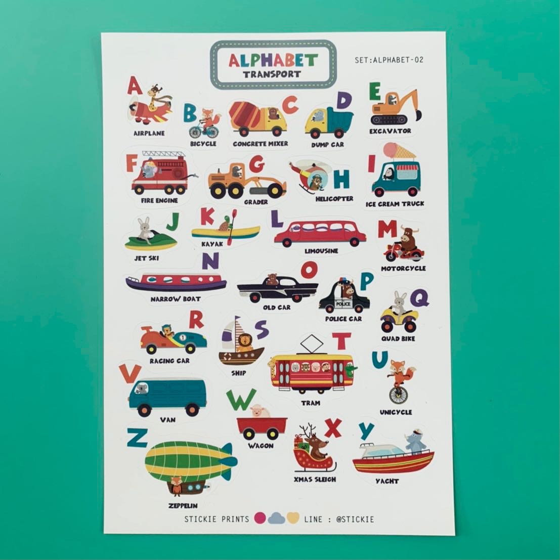 สติ๊กเกอร์ติดเล่น กันน้ำ ลาย ALPHABET ( Sticker dicut 1 sheet )