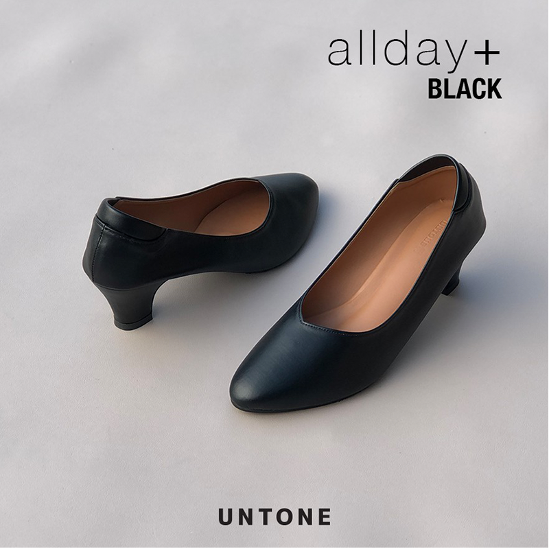 รองเท้าคัทชู หัวแหลม ส้น 2 นิ้ว ไซส์ใหญ่ 35-46  สีดำ พียู [ Black 2 ]