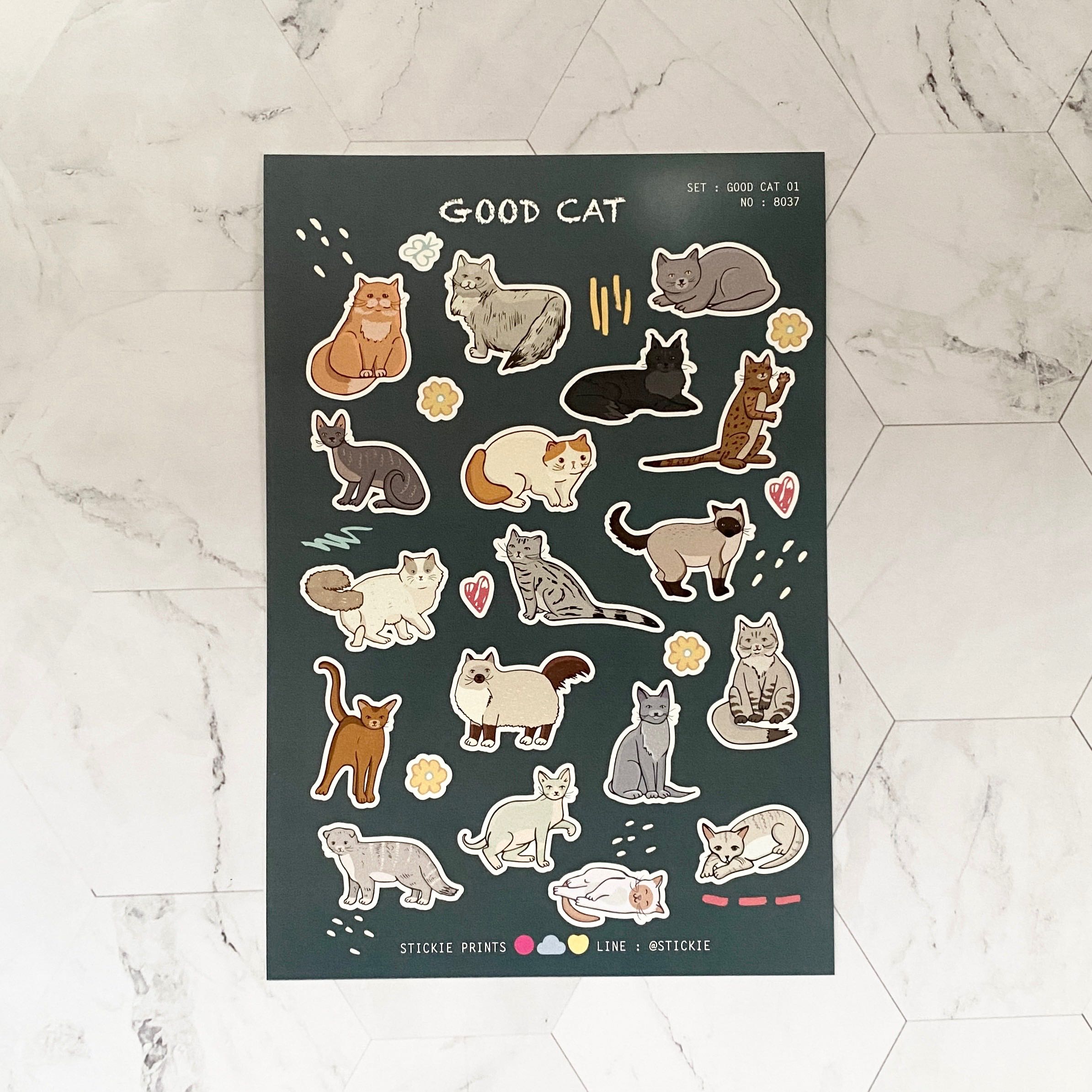 สติ๊กเกอร์ติดเล่น กันน้ำ ลาย GOOD CAT ( Sticker dicut 1 sheet )