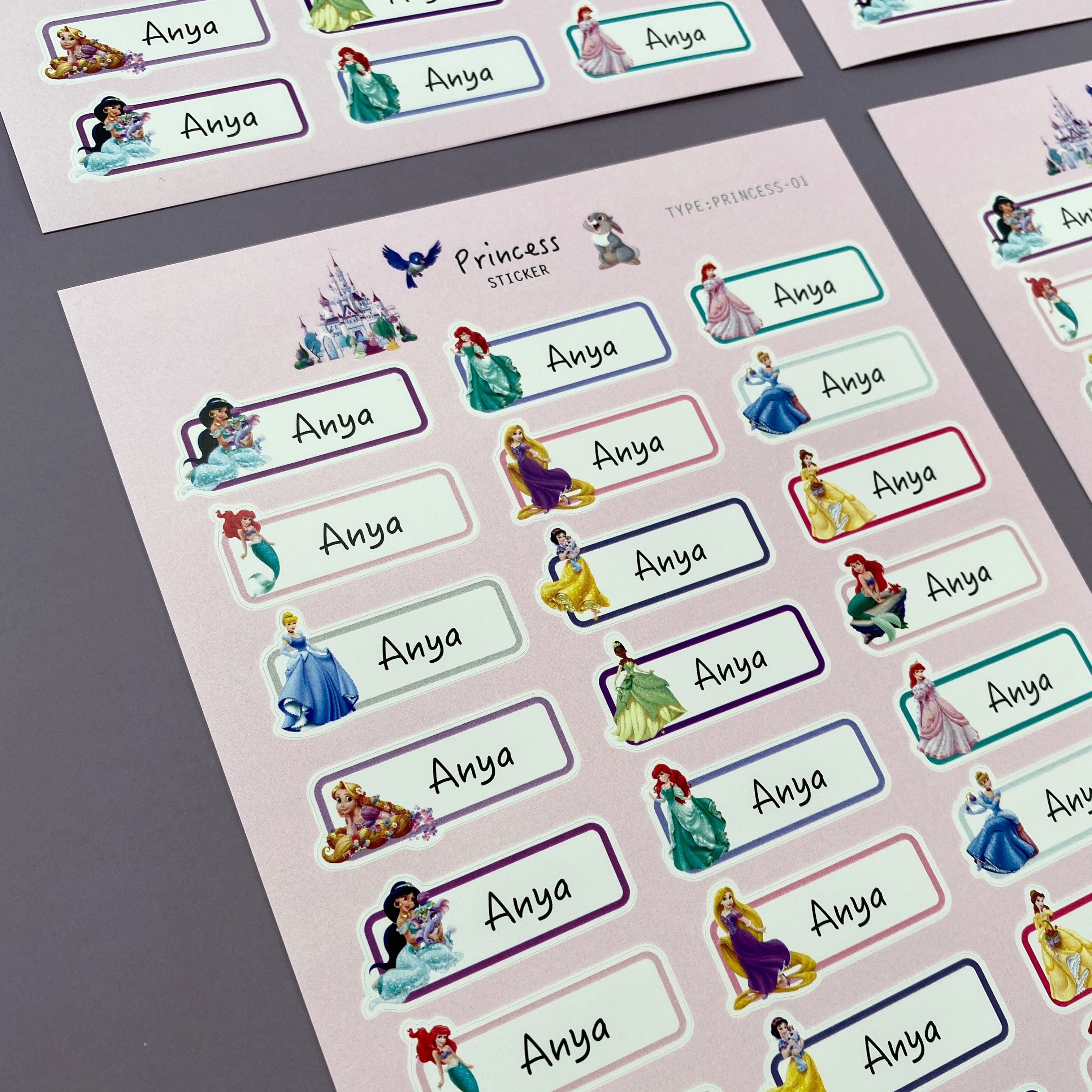 สติ๊กเกอร์ชื่อ กันน้ำ ลาย PRINCESS ( Name Sticker 4 sheet / set )