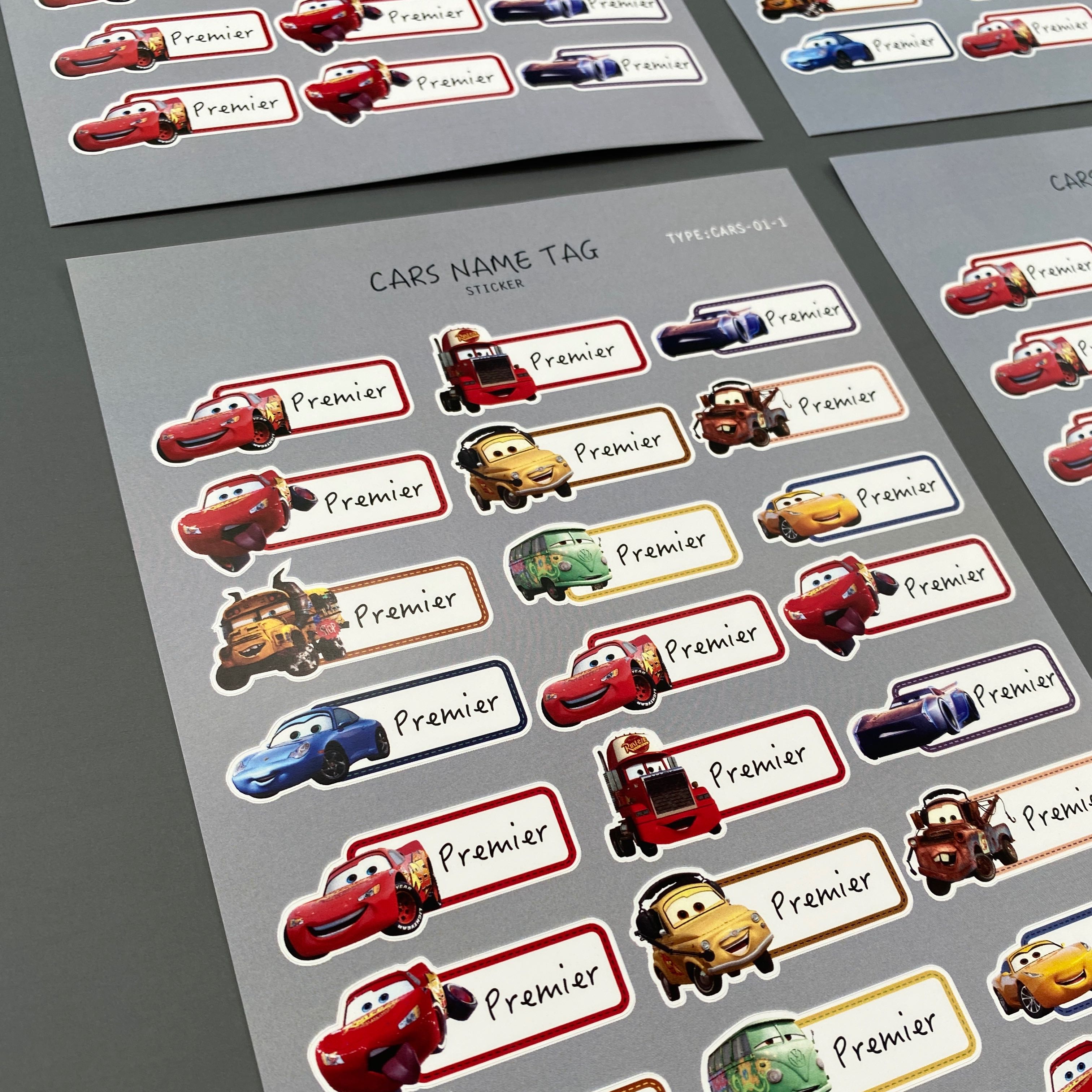สติ๊กเกอร์ชื่อ กันน้ำ ลาย CARS ( Name Sticker 4 sheet / set )