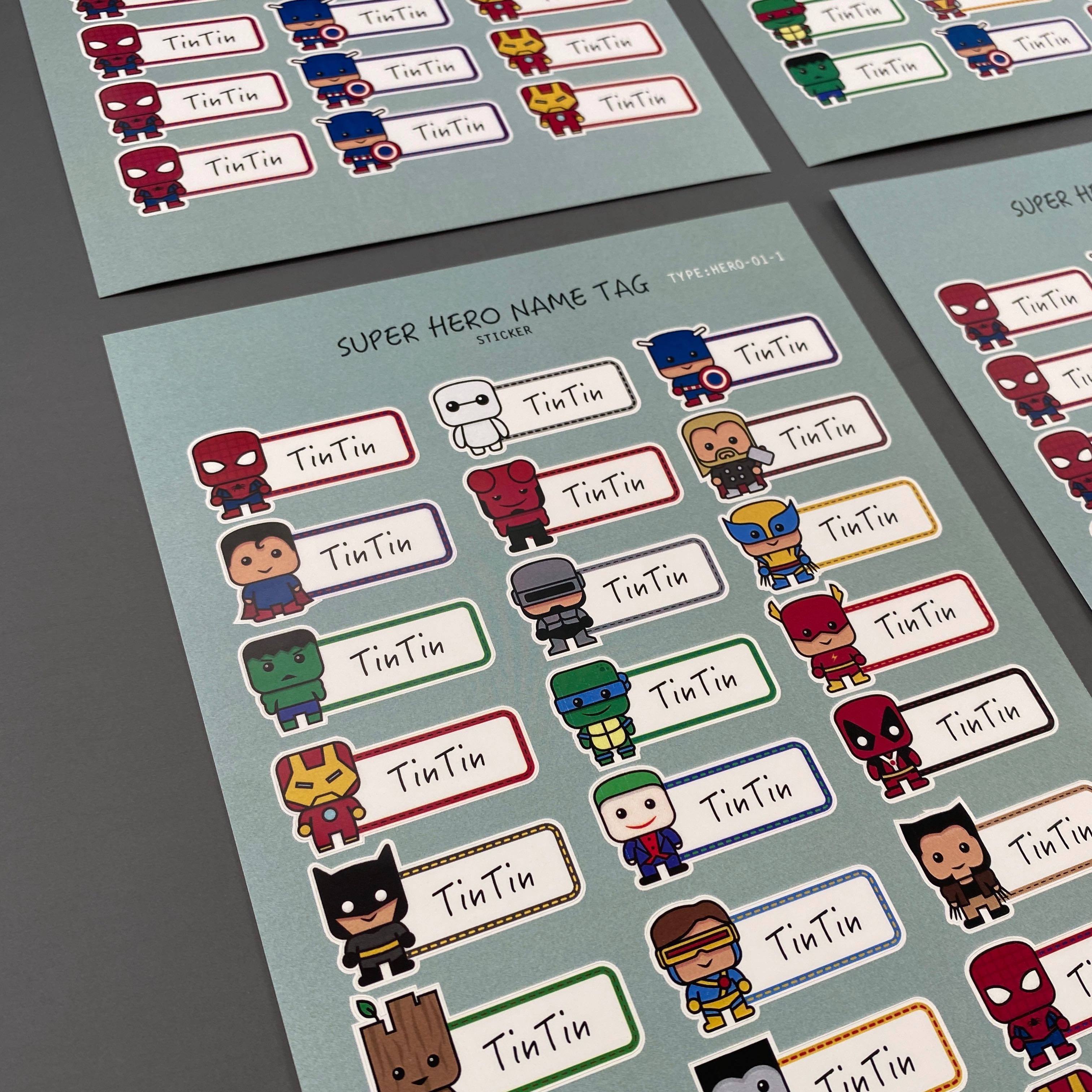 สติ๊กเกอร์ชื่อ กันน้ำ ลาย HERO ( Name Sticker 4 sheet / set )