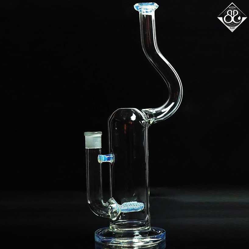 16inches Double Diffuser Inline Perc White Secret Bend Neck Bong