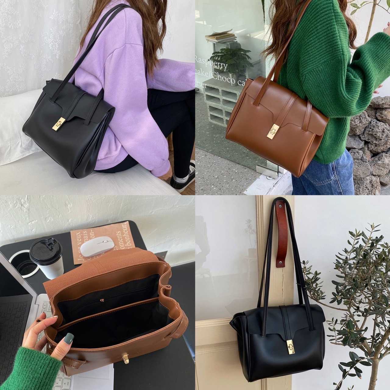 [PRE-ORDER] กระเป๋าหนัง PU ทรงดีมากๆๆมากกก ตัวล็อคเปิดปิดง่าย ใส่ของได้ครบ | QS315