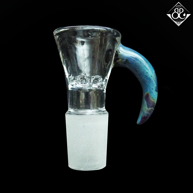 18mm Screen Clear Bowl with Blue Colored Horn Handle