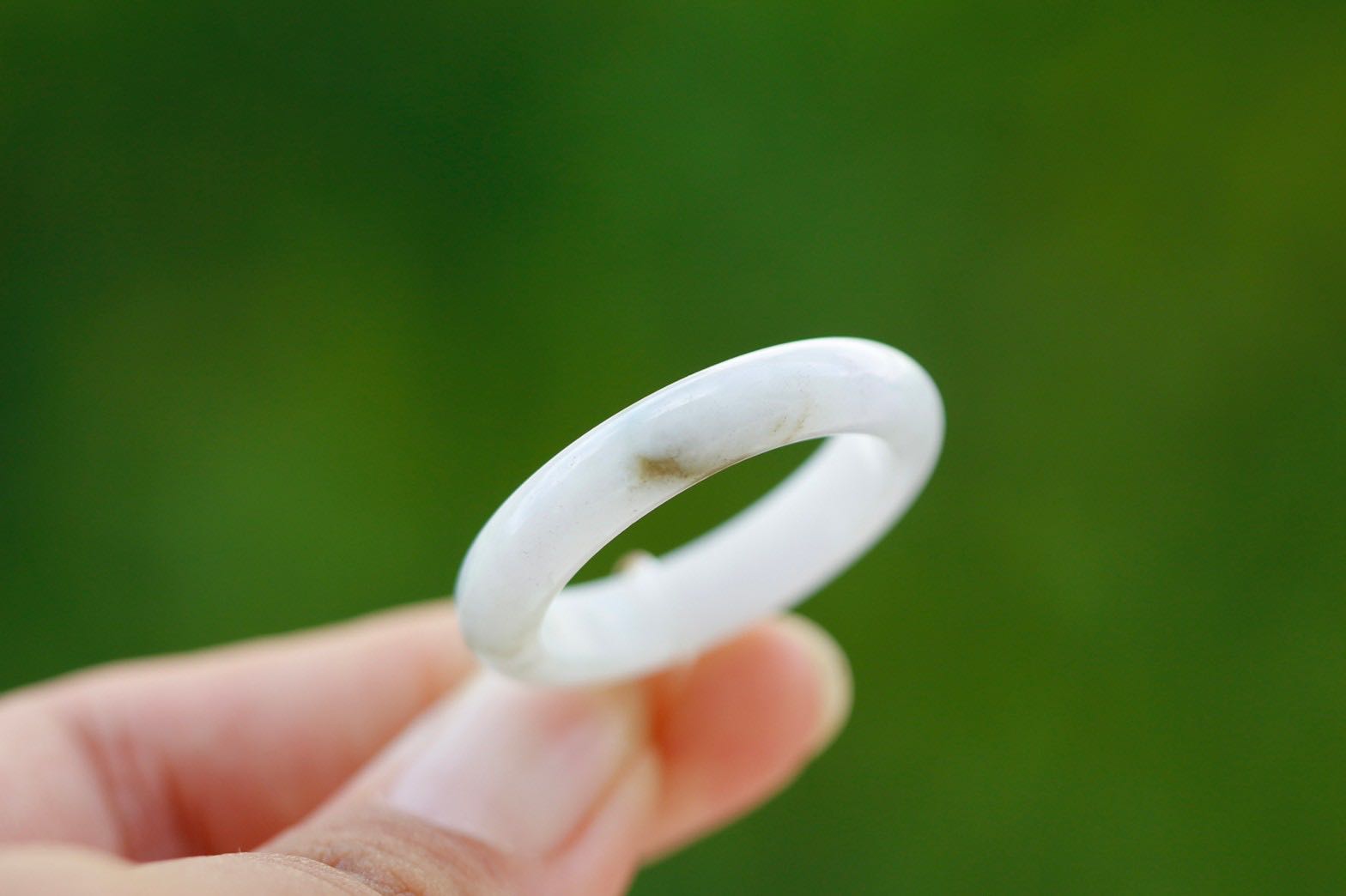 Natural Milky Green Jade Ring Size 66.5