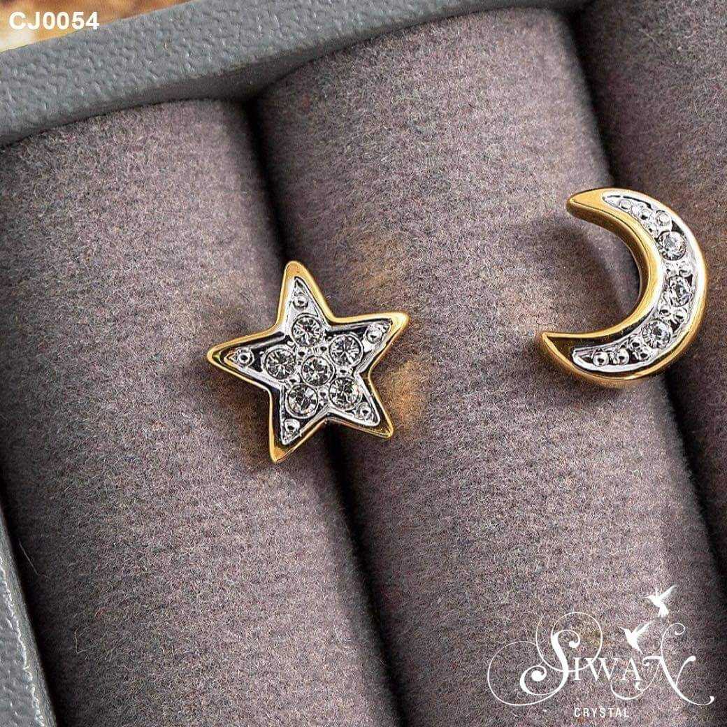 Moon&Star Stud Earrings - Gold