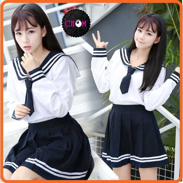 พร้อมส่ง❖ครบไซด์M-2XL เอวยืด ชุดนักเรียนญี่ปุ่นแขนยาว ปกกะลาสี ผูกไทค ไซด์ใหญ่ พร้อมส่ง