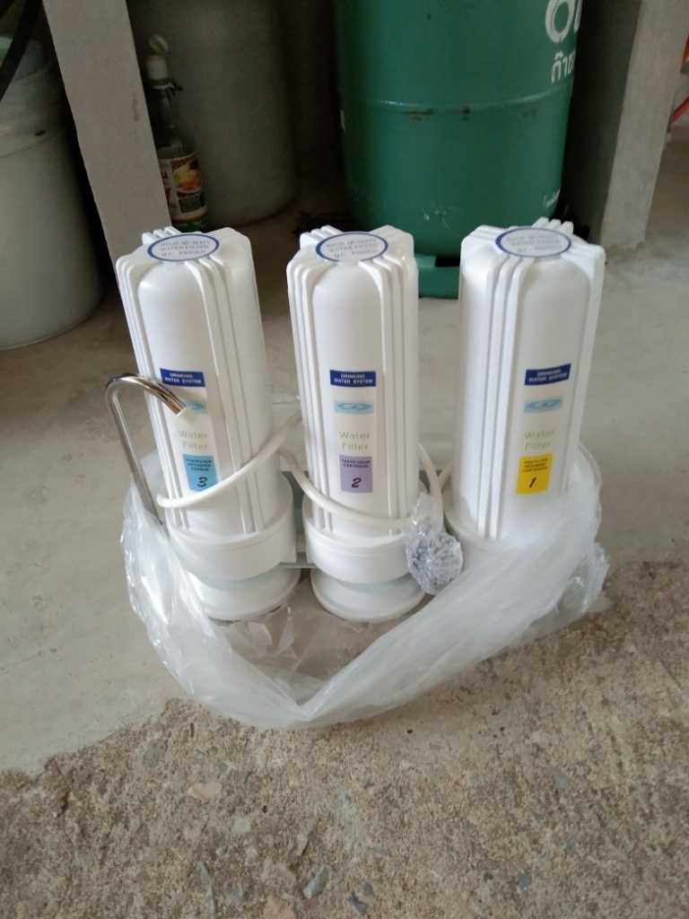 เครื่องกรองน้ำ 3 ขั้นตอน คุณภาพดี ไส้กรอง PP/GAC/CTO กรองตะกอน สารเคมี คลอรีน หินปูน