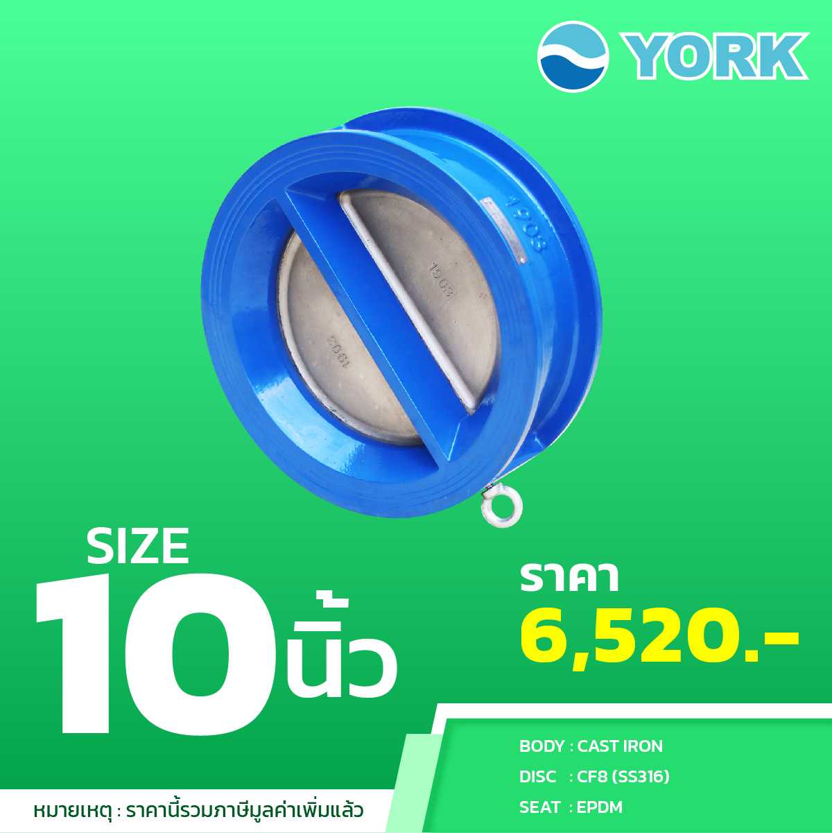 Dual Check Valve 10 นิ้ว YORK (ยอร์ค)