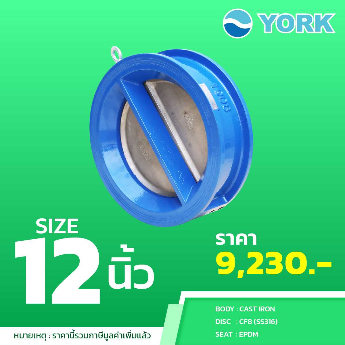 Dual Check Valve 12 นิ้ว YORK (ยอร์ค)