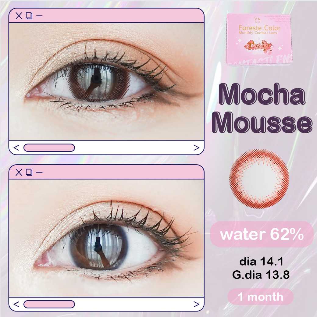 เลนส์อมน้ำ 62% Mocha Mousse พร้อมส่งแบบปกติ และค่าสายตาสั้น 0.00- 7.00