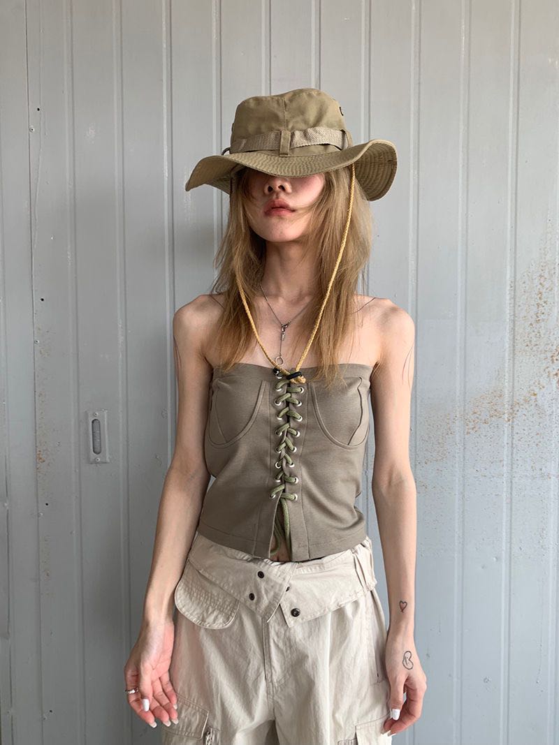 (พร้อมส่ง size M Khaki)Hermy top