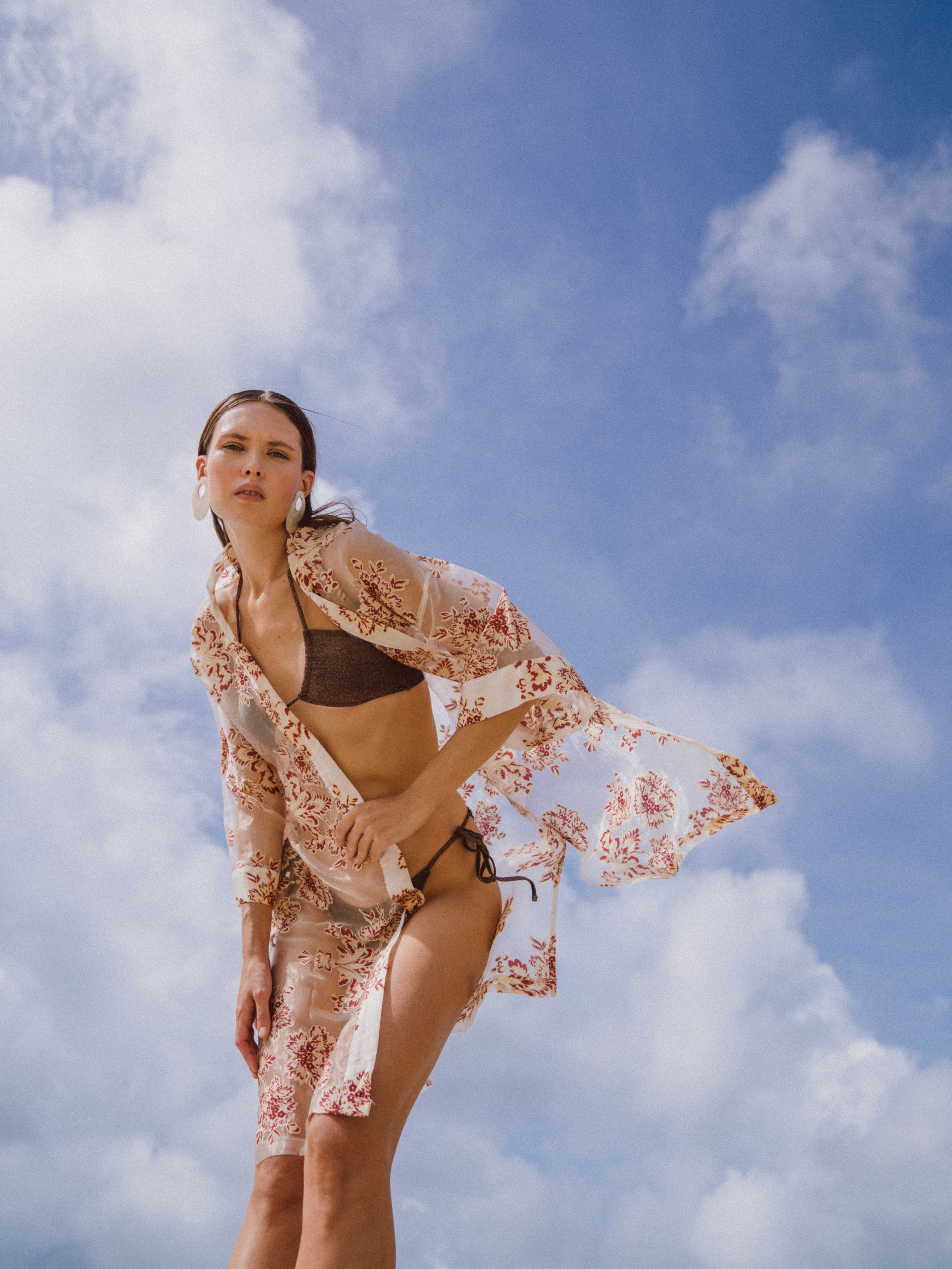 Red Ivy Floral Kimono