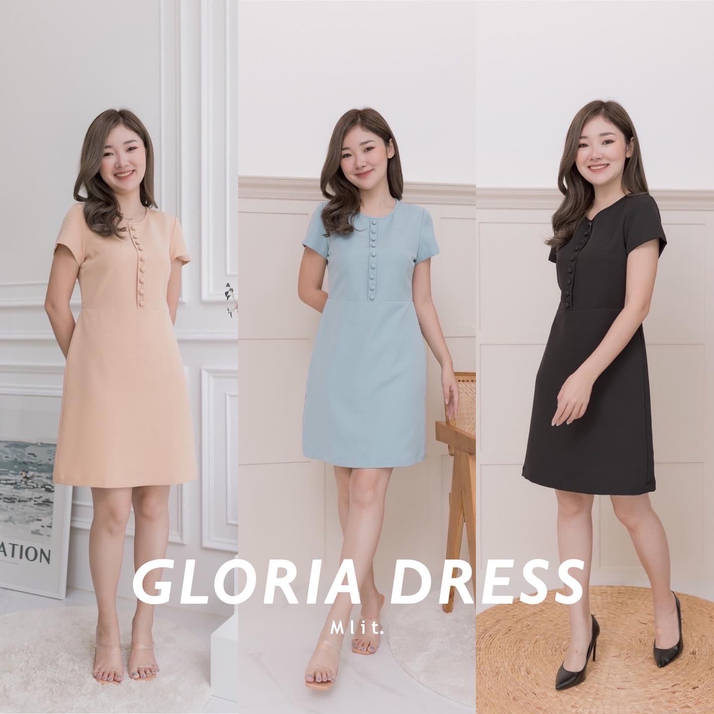 GLORIA dress (ชุดเดรสคอกลมกุ๊นคอ เดรสทรงเอ)