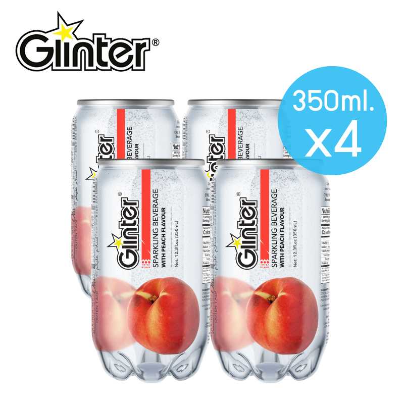 Glinter Soft Drink กลินเตอร์ เครื่องดื่มอัดก๊าซ กลิ่นพีช 350ml. Pack4
