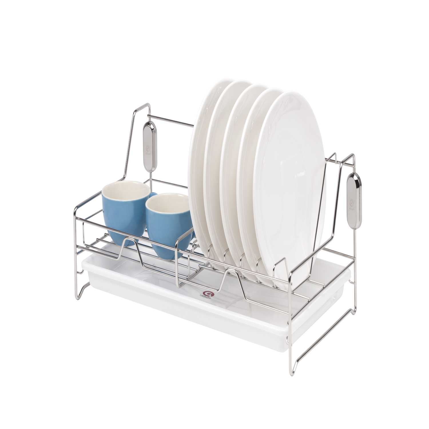 ตะแกรงคว่ำจานสเตนเลสแบบติดผนังมีถาดรองน้ำ พร้อมตัวยึดติดผนัง 2 ชิ้น kowa homeware