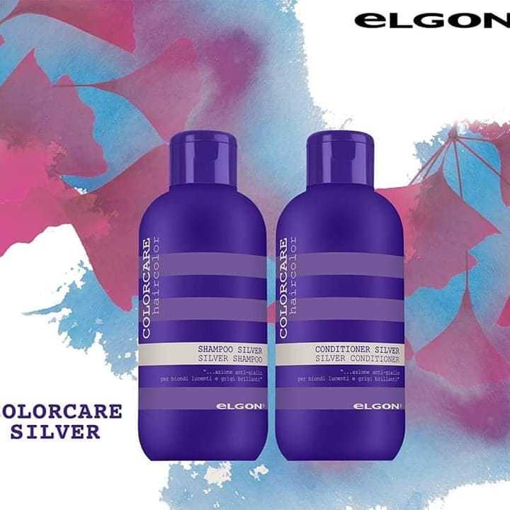 Elgon silver shampoo 300ml and conditioner 300ml for Anti yellow made in italy