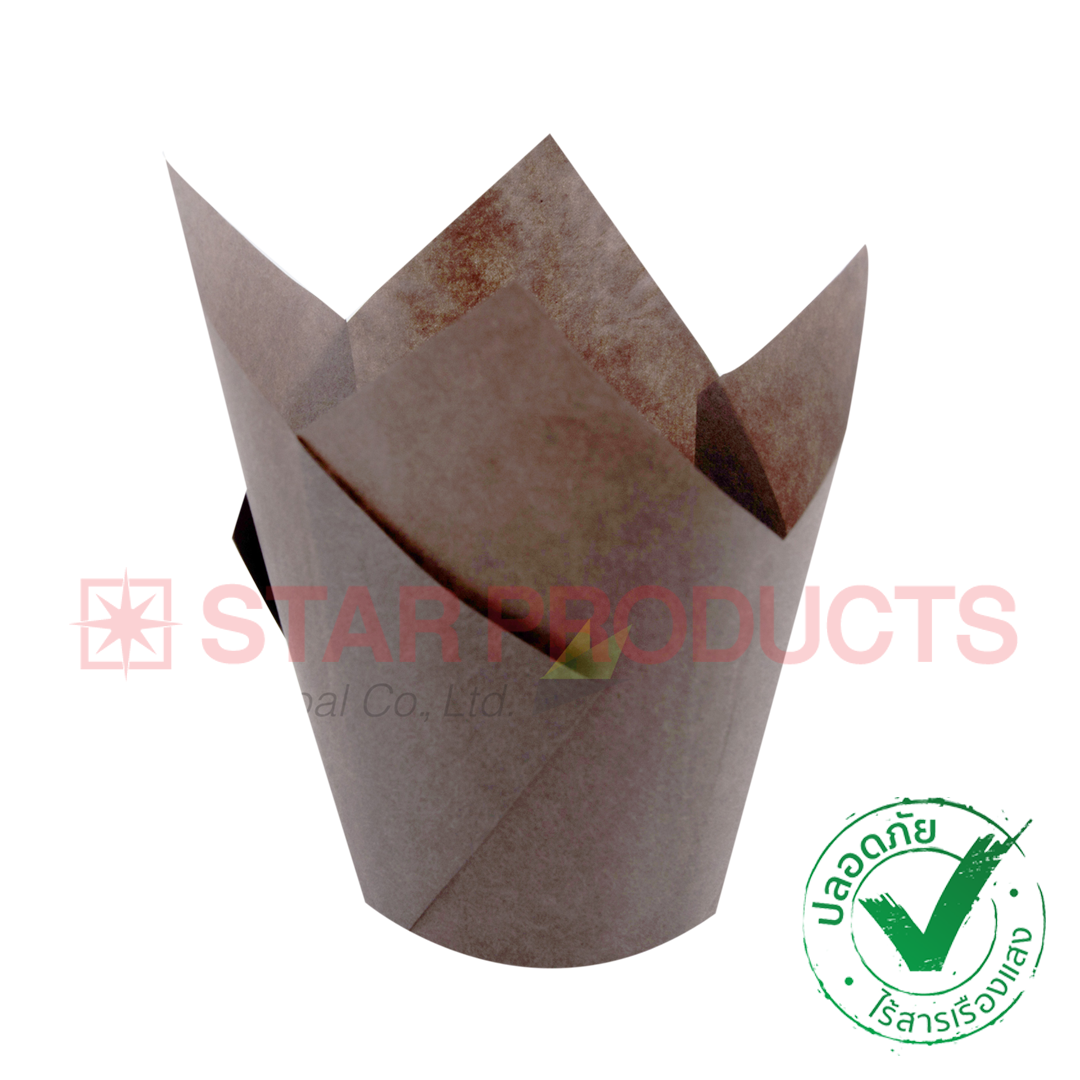 กระดาษไขมัฟฟิน กระทงกระดาษทิวลิป Star products(25ใบ)ขนาด5x9cm brown
