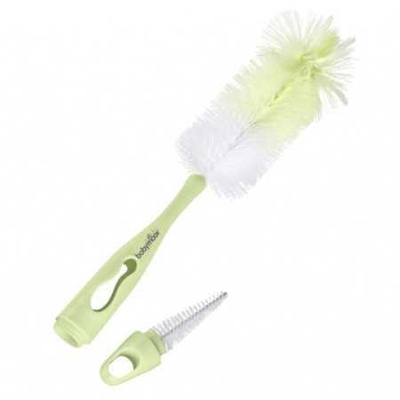 Best Seller Babymoov แปรงล้างขวดนม 2 หัว 2 in 1 ล้างได้ทั้งขวดนมเเละจุกนม Bottle Brush Almond