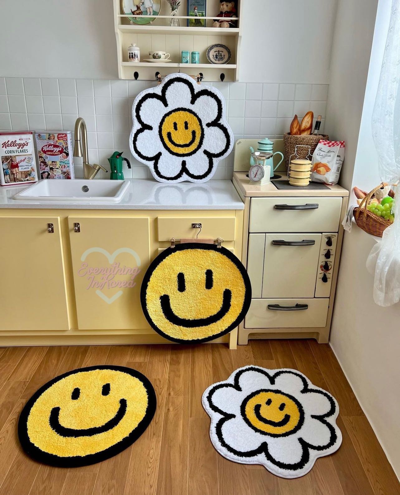 #พรีออเดอร์ Smile&Daisy Foot Rug แบรนด์เกาหลี|ตัดเย็บเองค่ะ🇰🇷