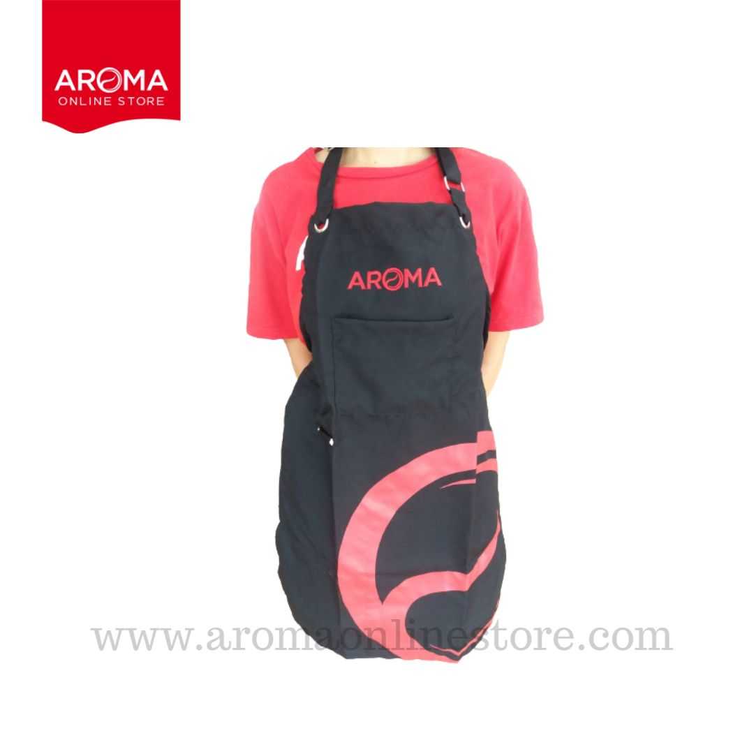 ผ้ากันเปื้อน AROMA สีดำโลโก้แดง