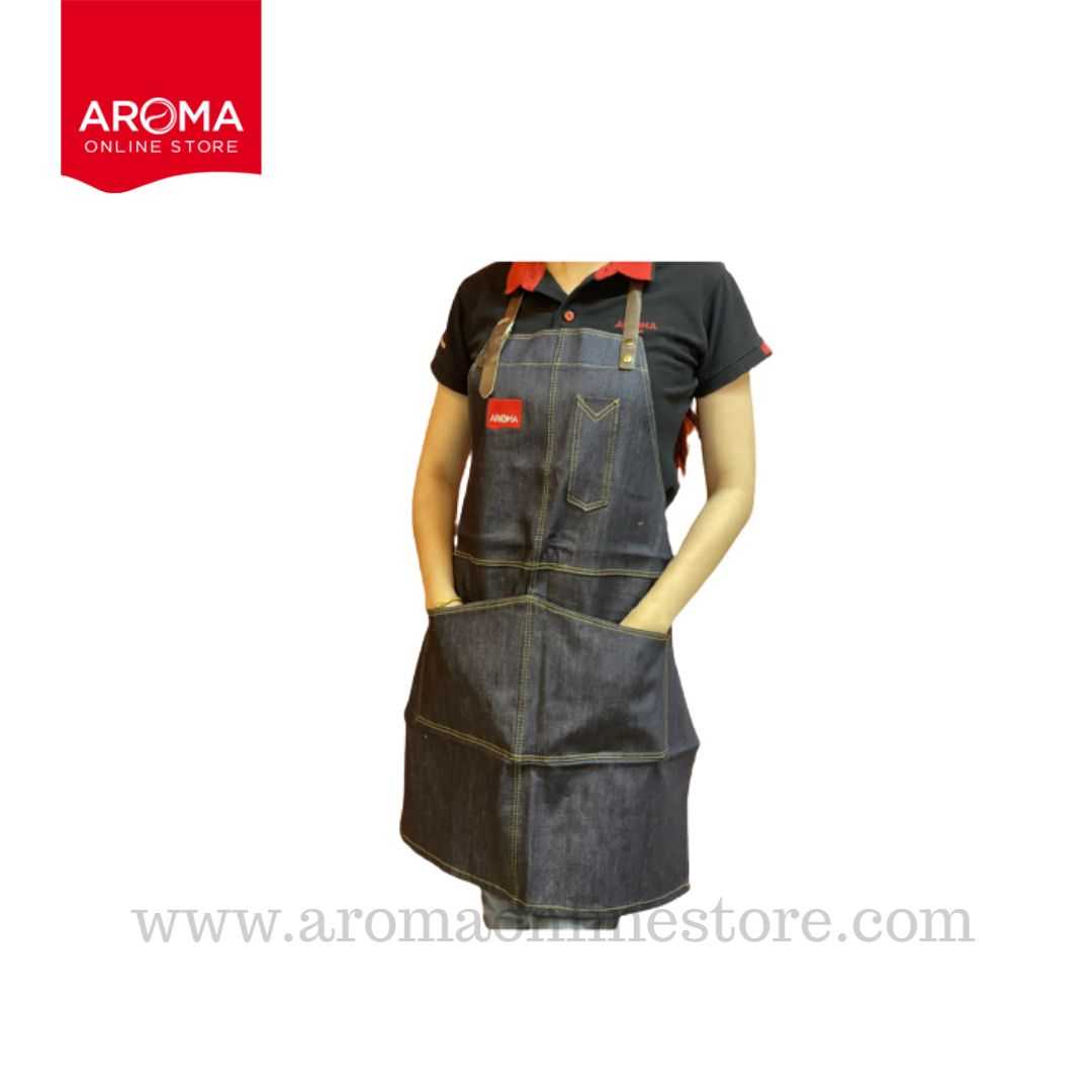 ผ้ากันเปื้อน ยีนส์ สายหนัง AROMA
