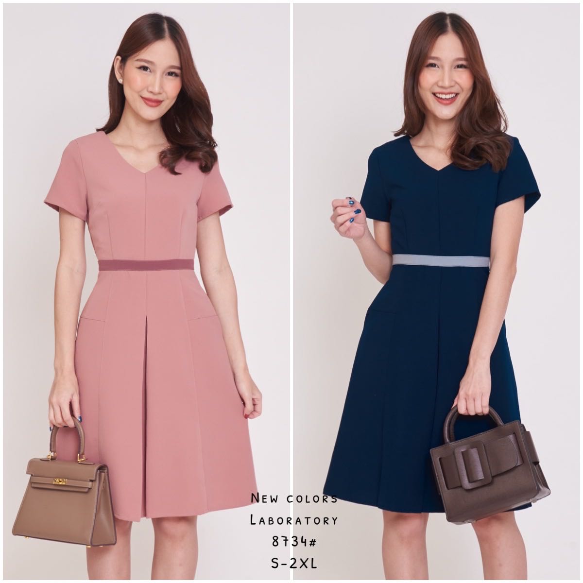 เดรส#8734สีพื้น