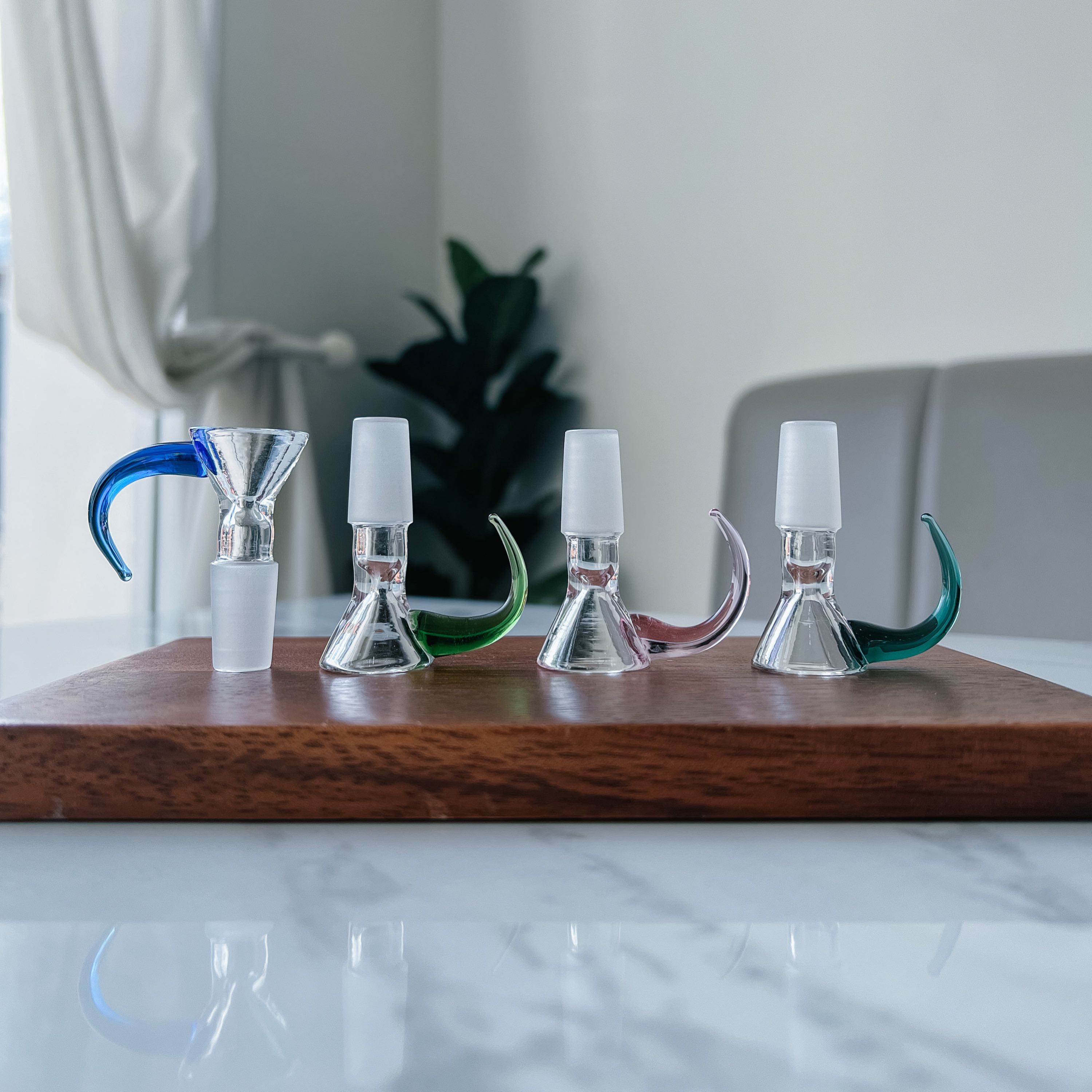 Clear Glass Bowls w/ Horn Colored Handle | 14.5 mm