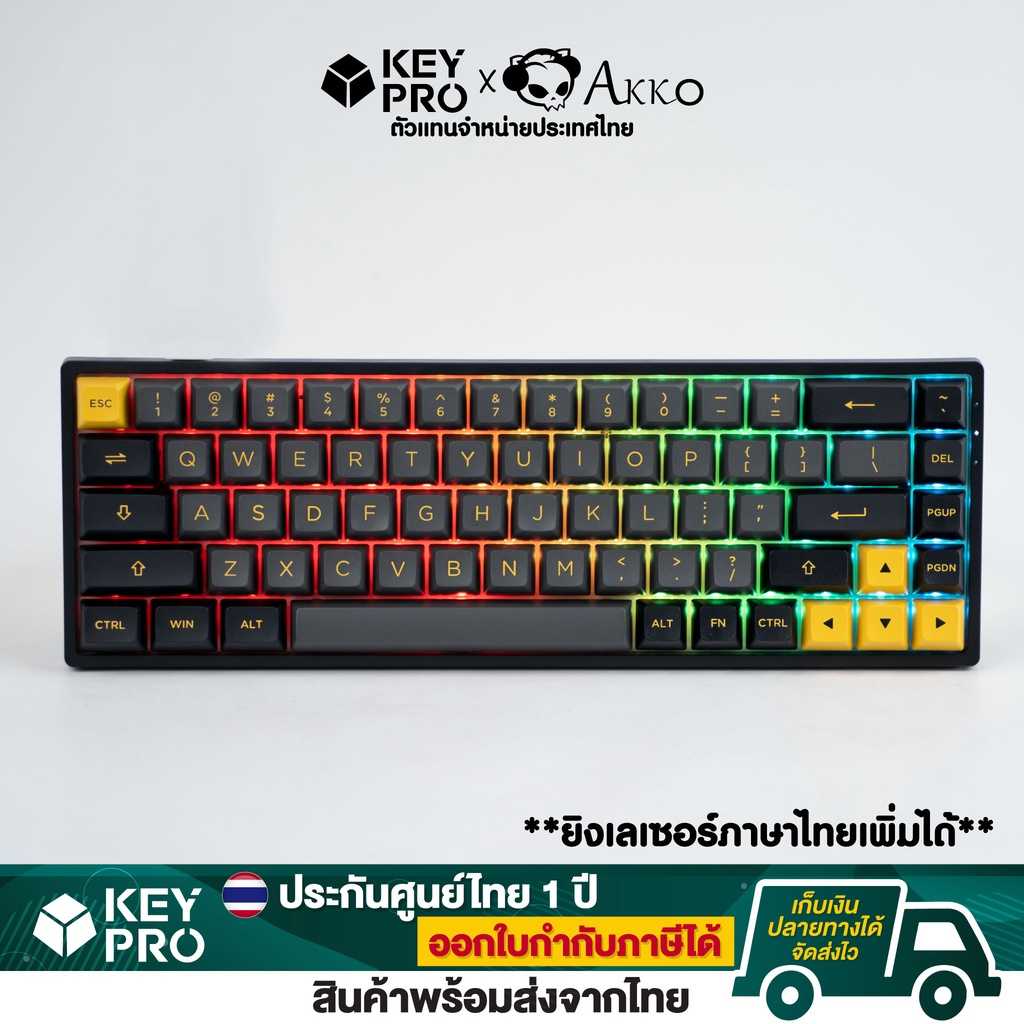 คีย์บอร์ด Akko 3068B Black&Gold RGB Hotswap Wireless 2.4Ghz Bluetooth Hotswap  คีย์บอร์ดไร้สาย