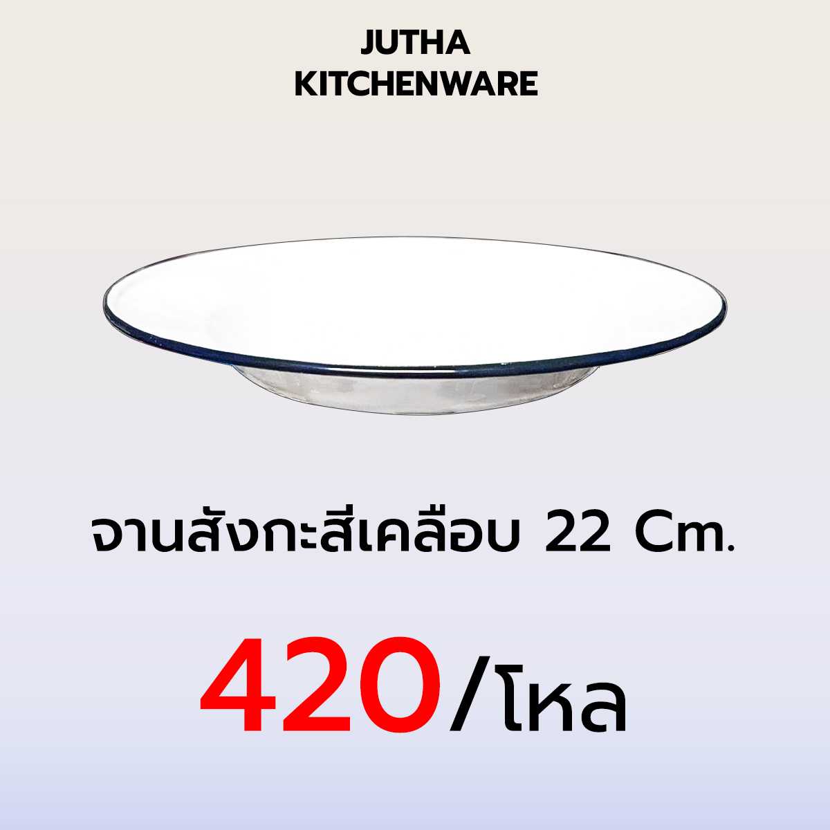 จานสังกะสีเคลือบ 22 CM. /โหล
