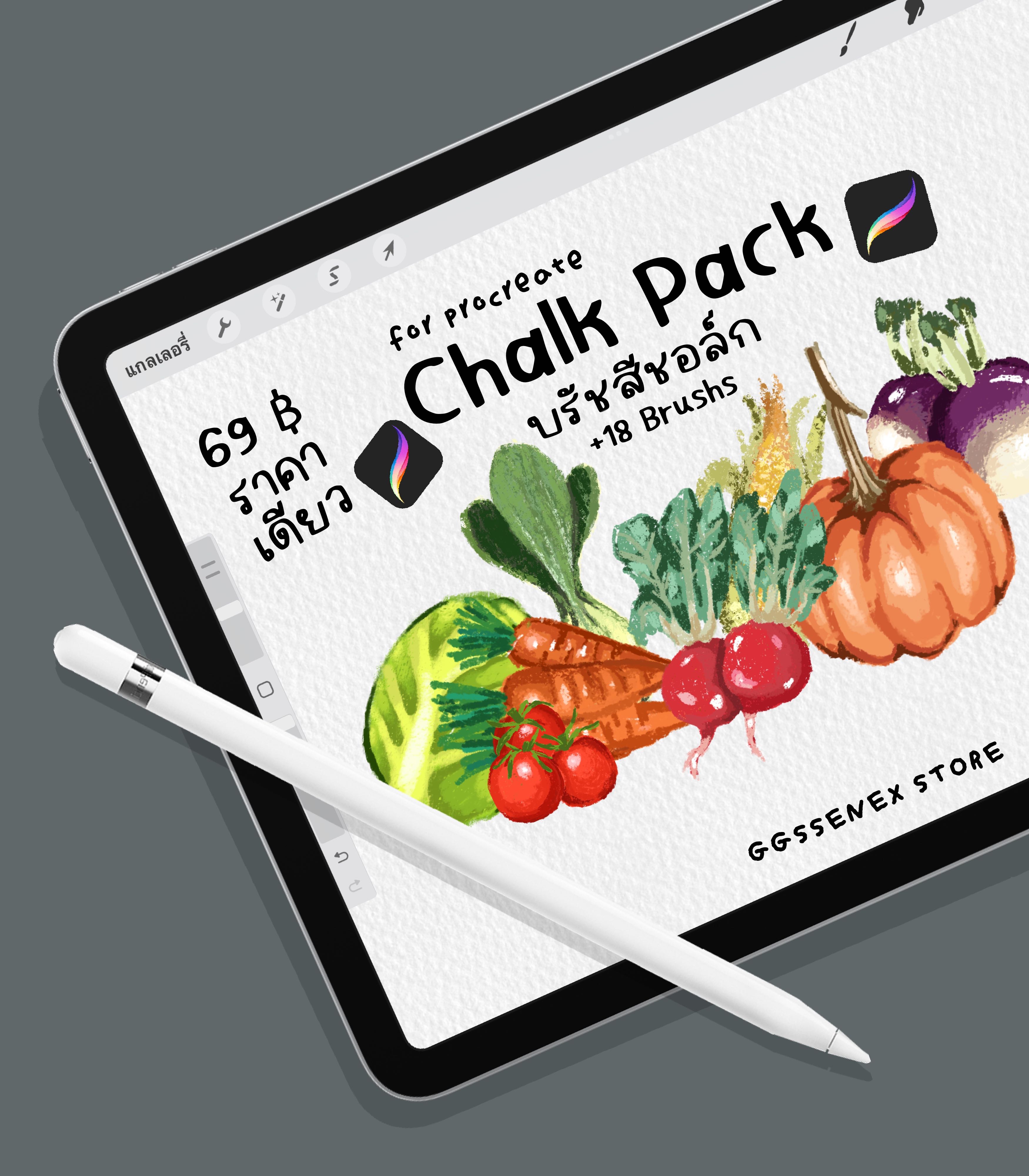 บรัชสีชอล์ก 𝗖𝗵𝗮𝗹𝗸 𝗽𝗮𝗰𝗸 | Procreate Brush 