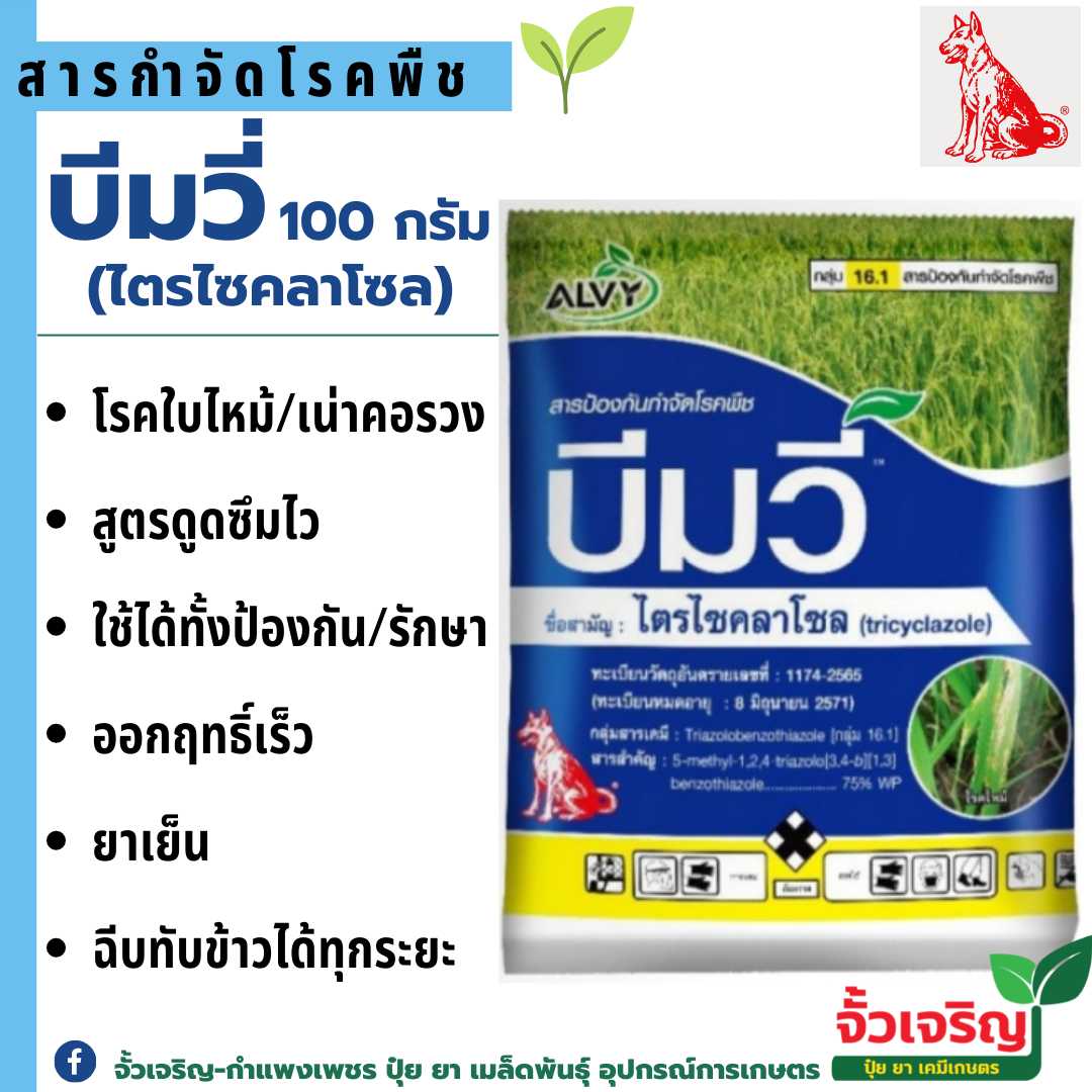 บีมวี(ไตรไซคลาโซล)  สารป้องกันและกำจัดโรคใบไหม้ โรคเน่าคอรวง โรคกาบใบแห้งในข้าว