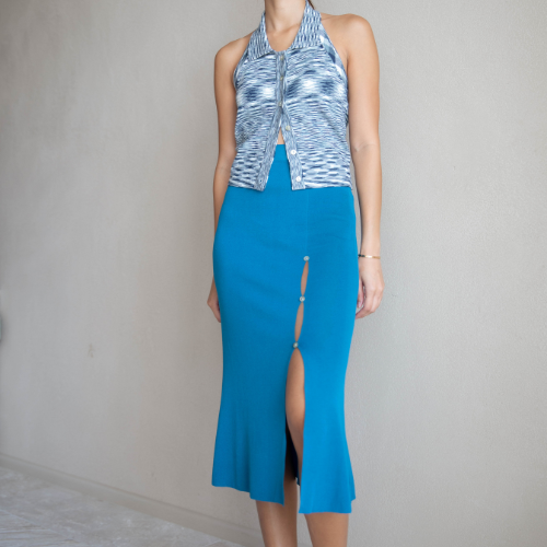 Midi Slit Skirt - Lagoon Blue